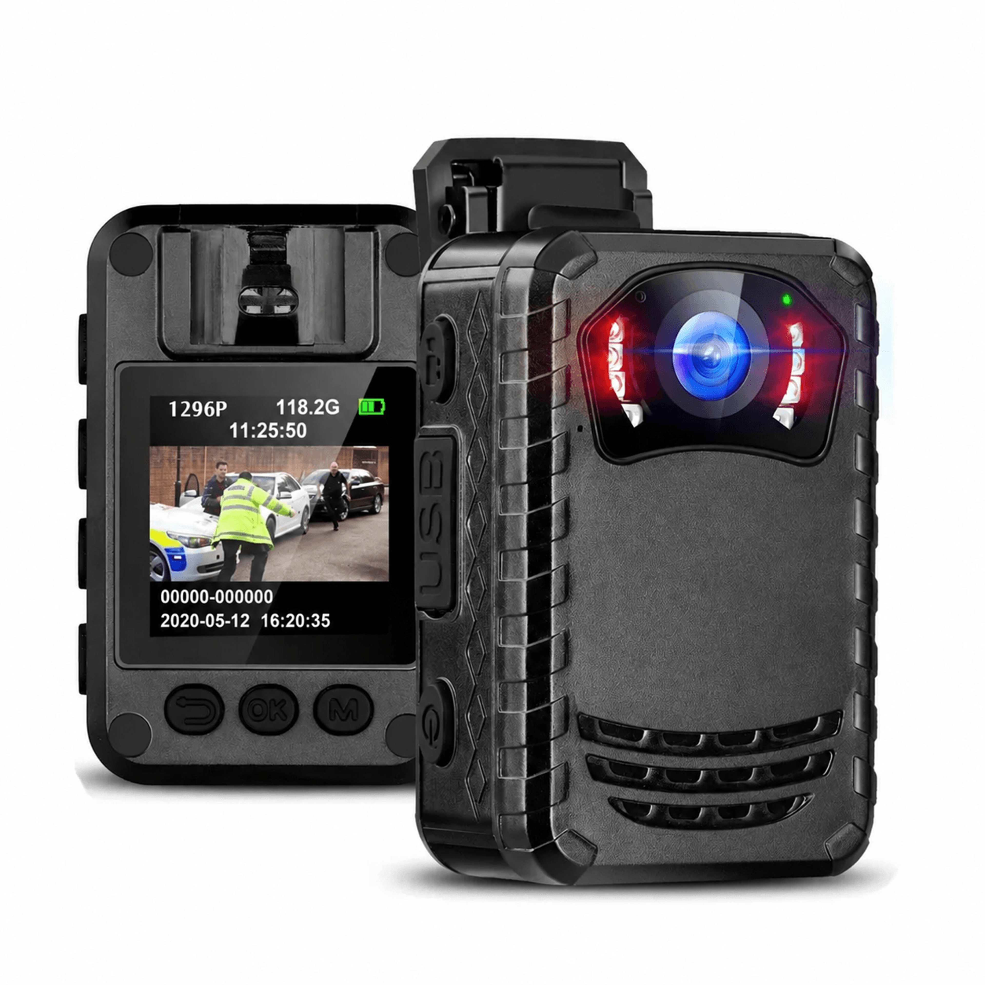 mini body camera – 1296p video, 165° fov & ir night vision with 2600 mah battery & 256 gb memory support for field use