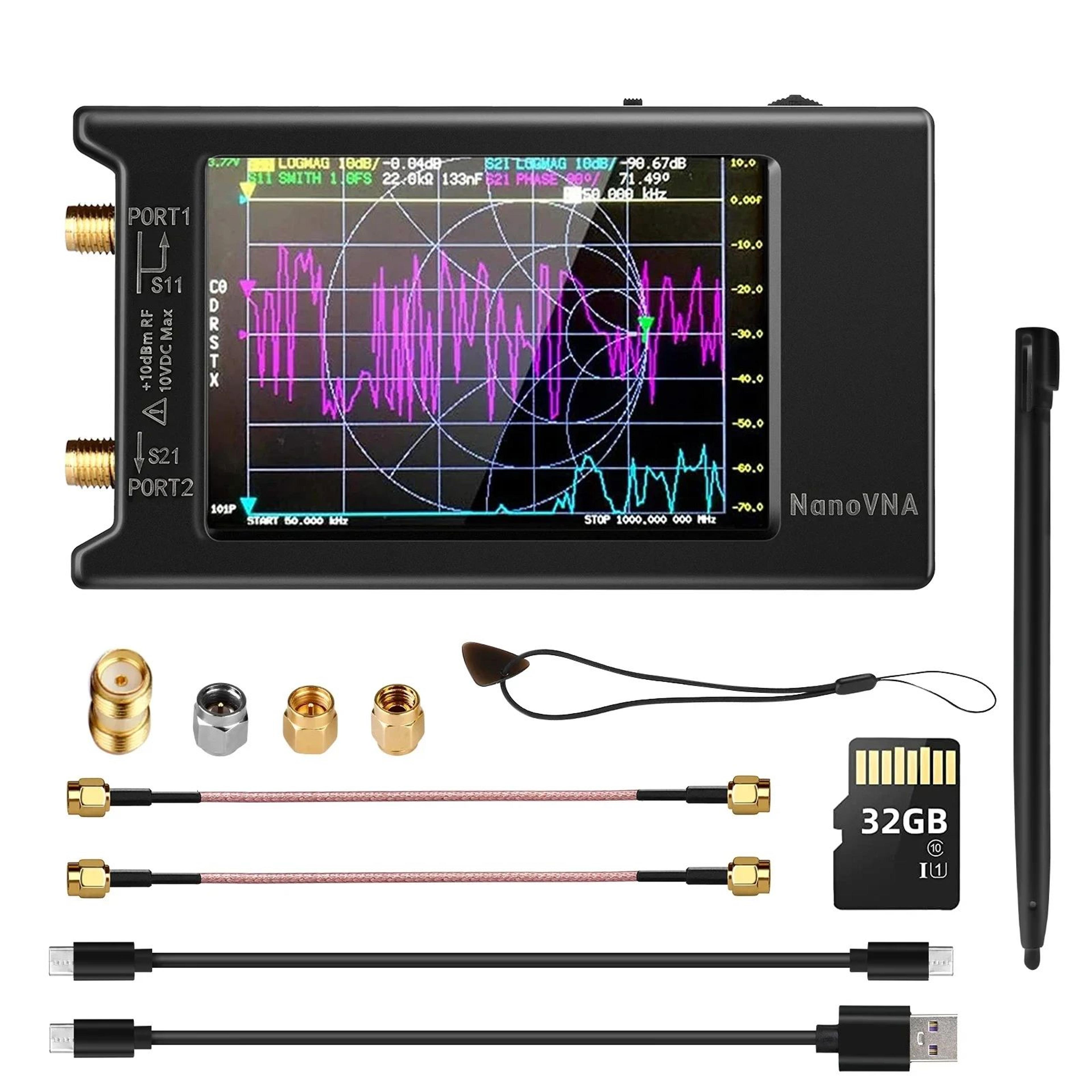 vector network analyzer – 10 khz–1.5 ghz antenna tester with touchscreen, tdr, abs case & calibration standards