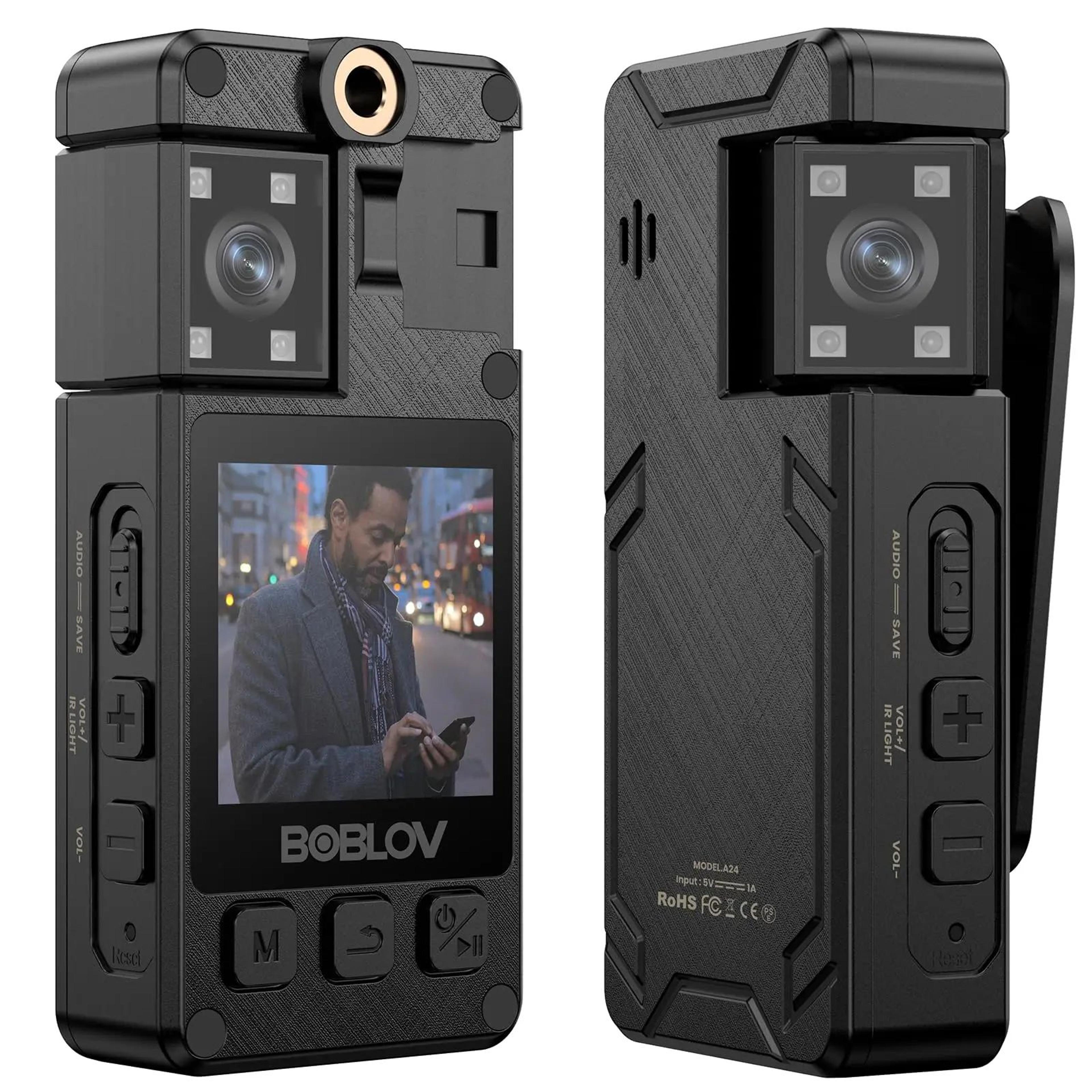 mini body camera – 1296p video, 180° rotating lens & ir night vision with 64 gb card and 2000mah battery for recording