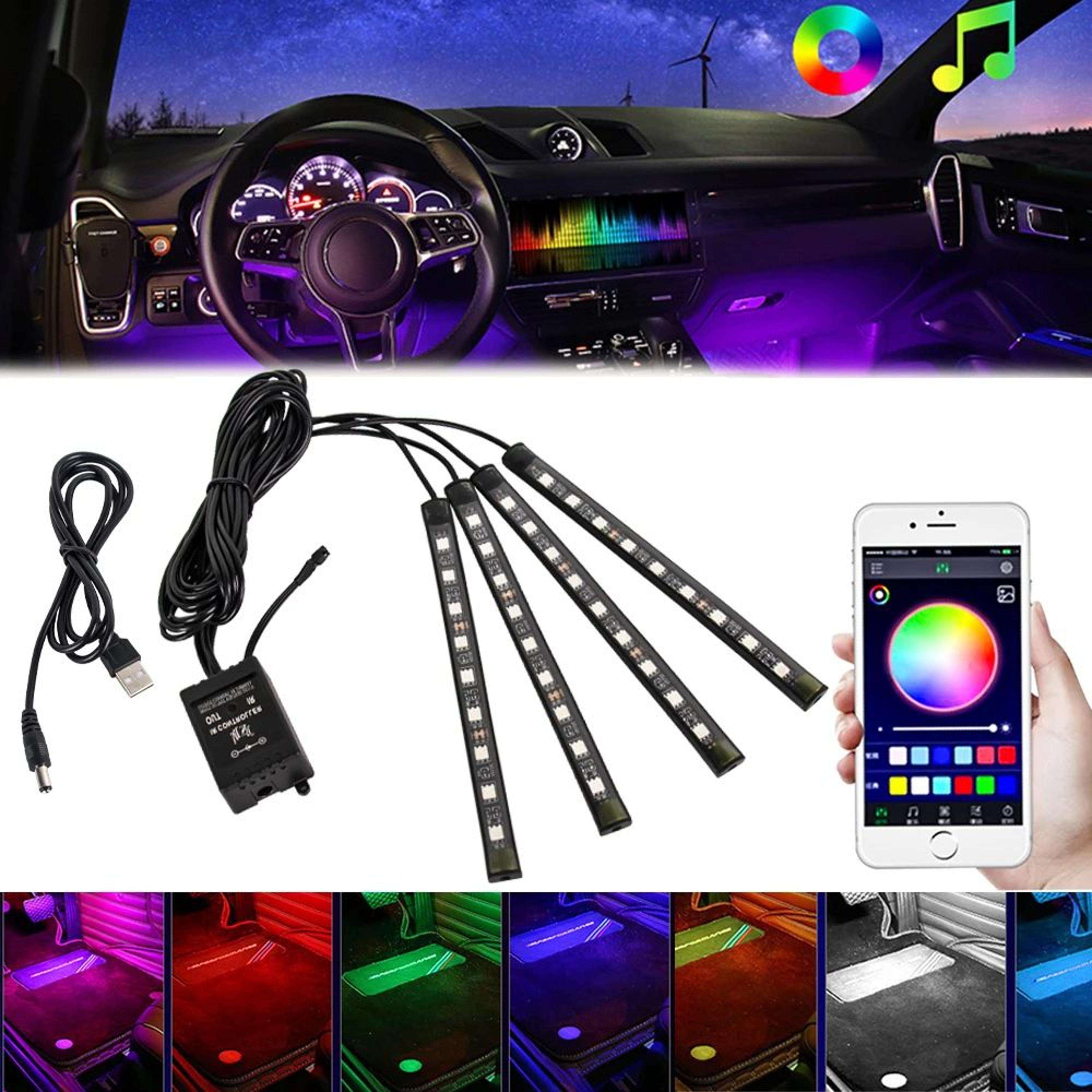 car rgb interior lights – led footwell strips with music mode, brightness control & usb or 12v plug for cabin ambience