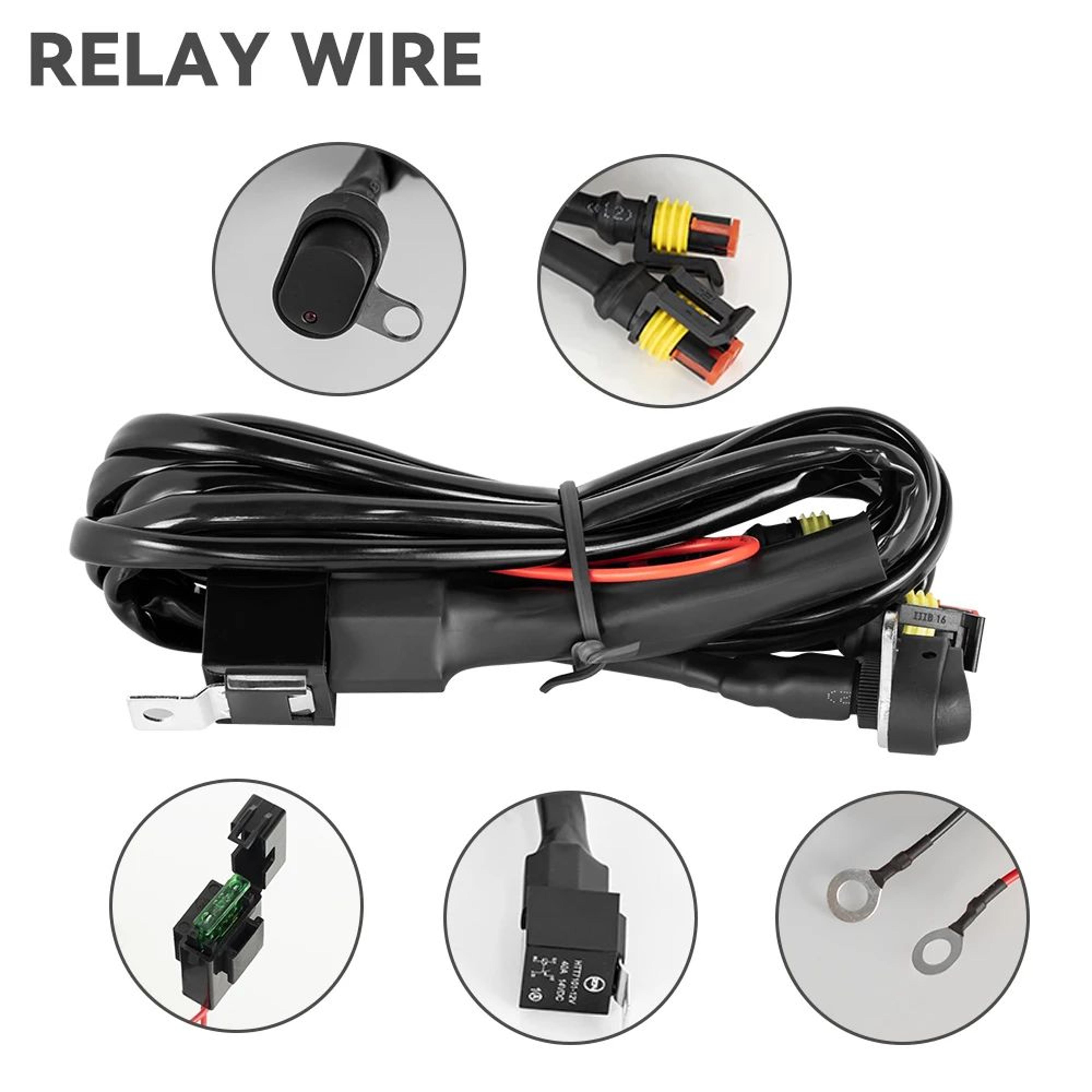 motorcycle fog light wiring harness – led spotlight cable with relay or no-relay options for auxiliary lamp connection