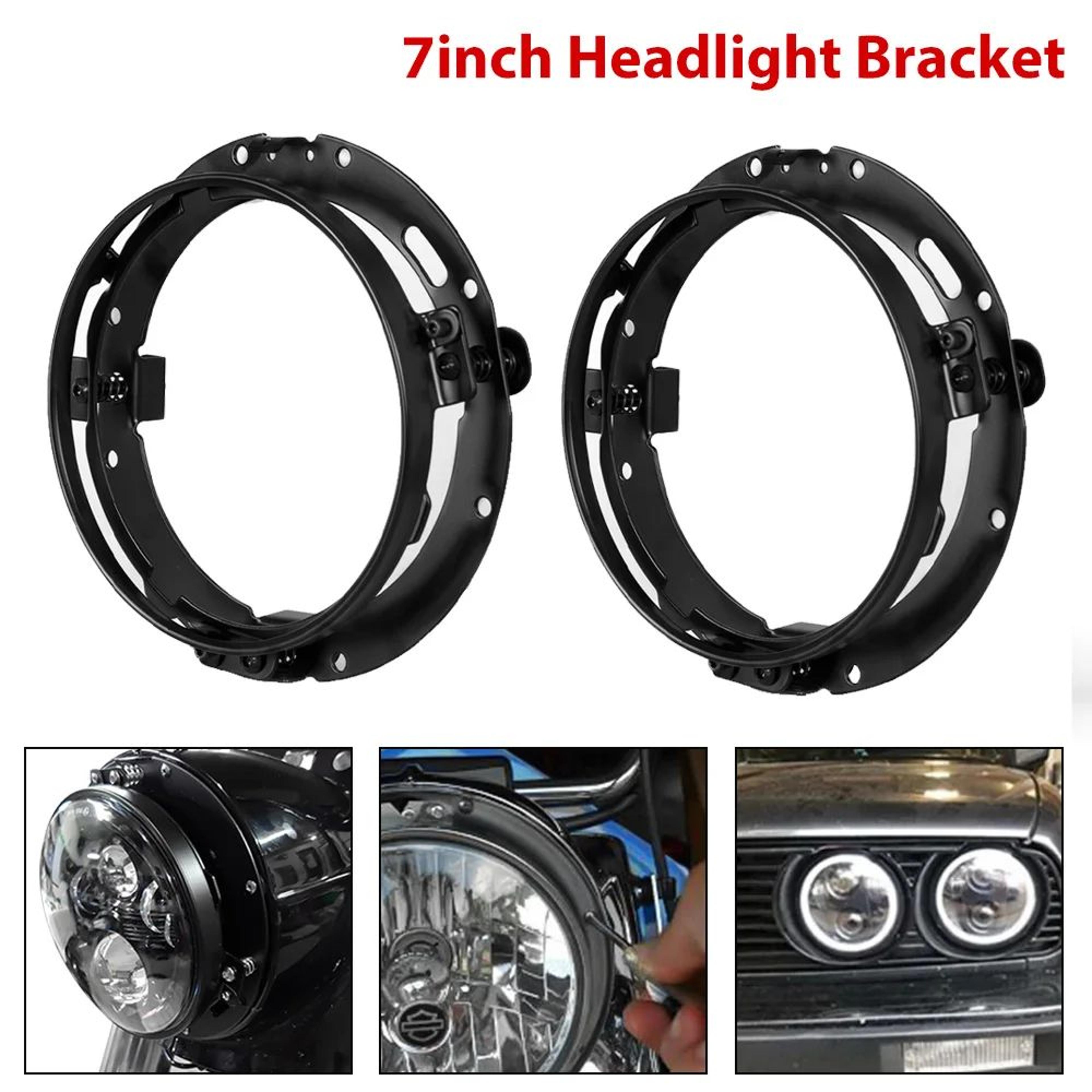 7 in led headlight mounting ring – secure headlamp bracket in black or chrome for compatible motorcycles & automobiles