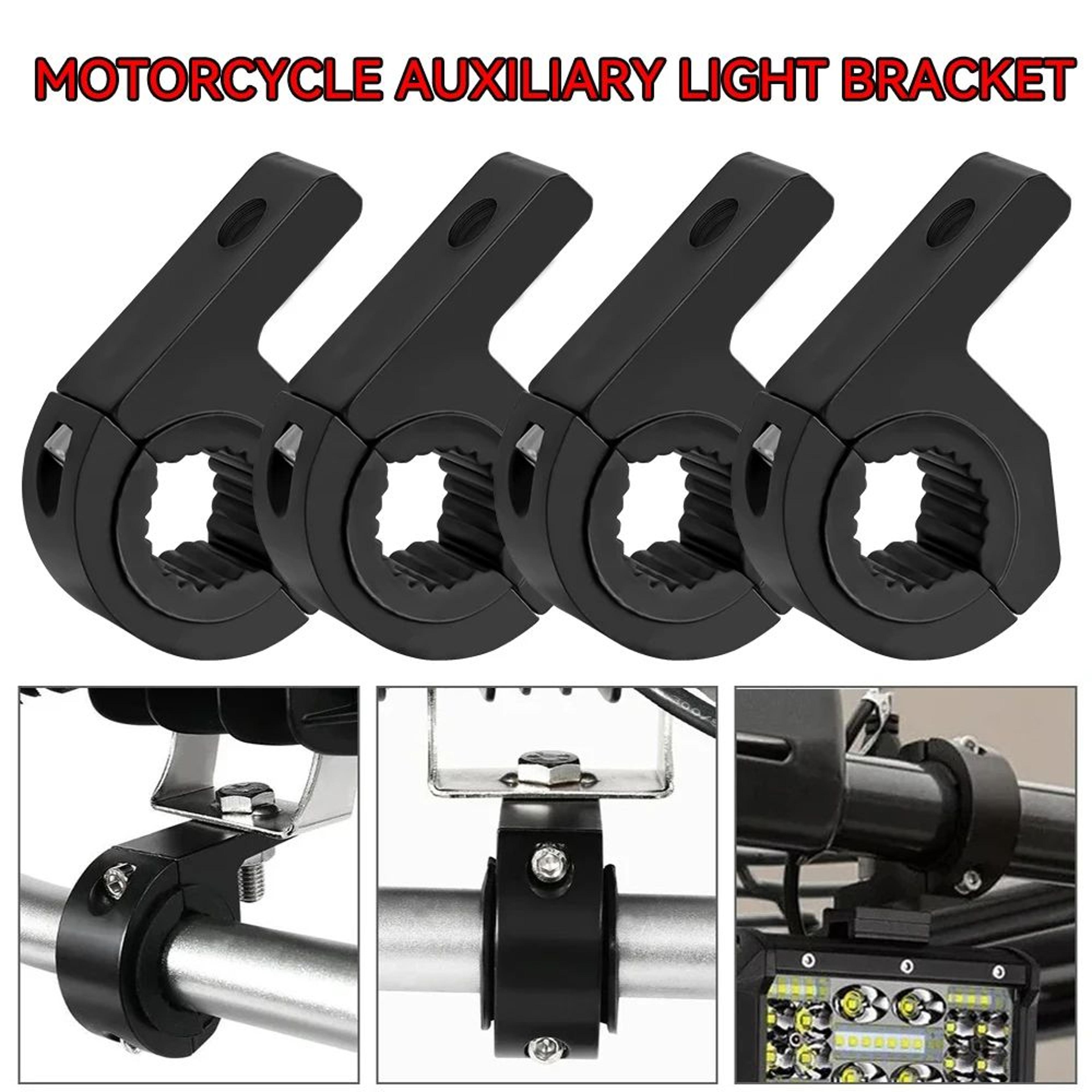 motorbike light clamp bracket – 0.98–1.26 in tube mount with adjustable angles & rubber pads for no-drill installation