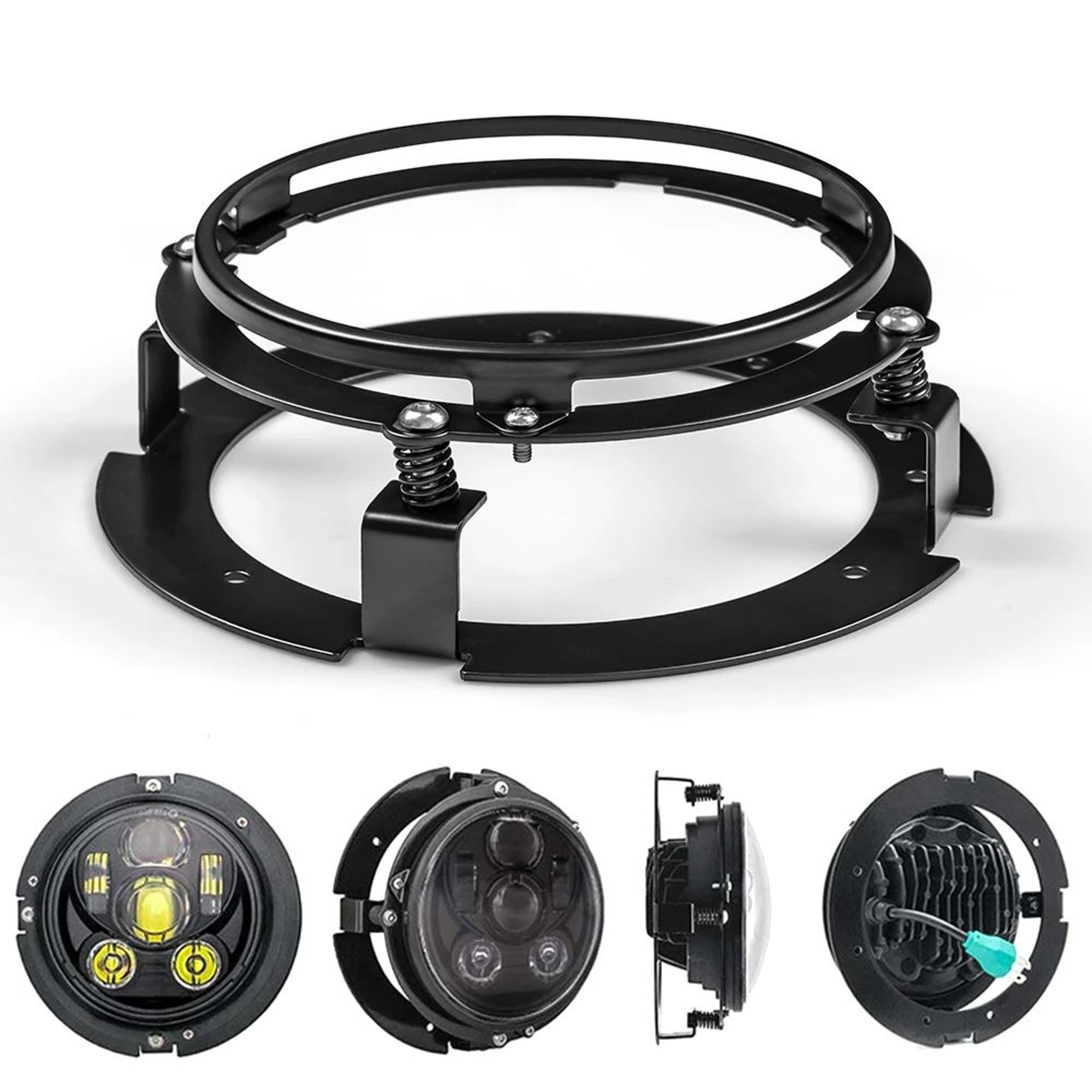 5.75 in headlight mounting bucket – metal housing with screws for round led projector headlamps on motorbikes and cars