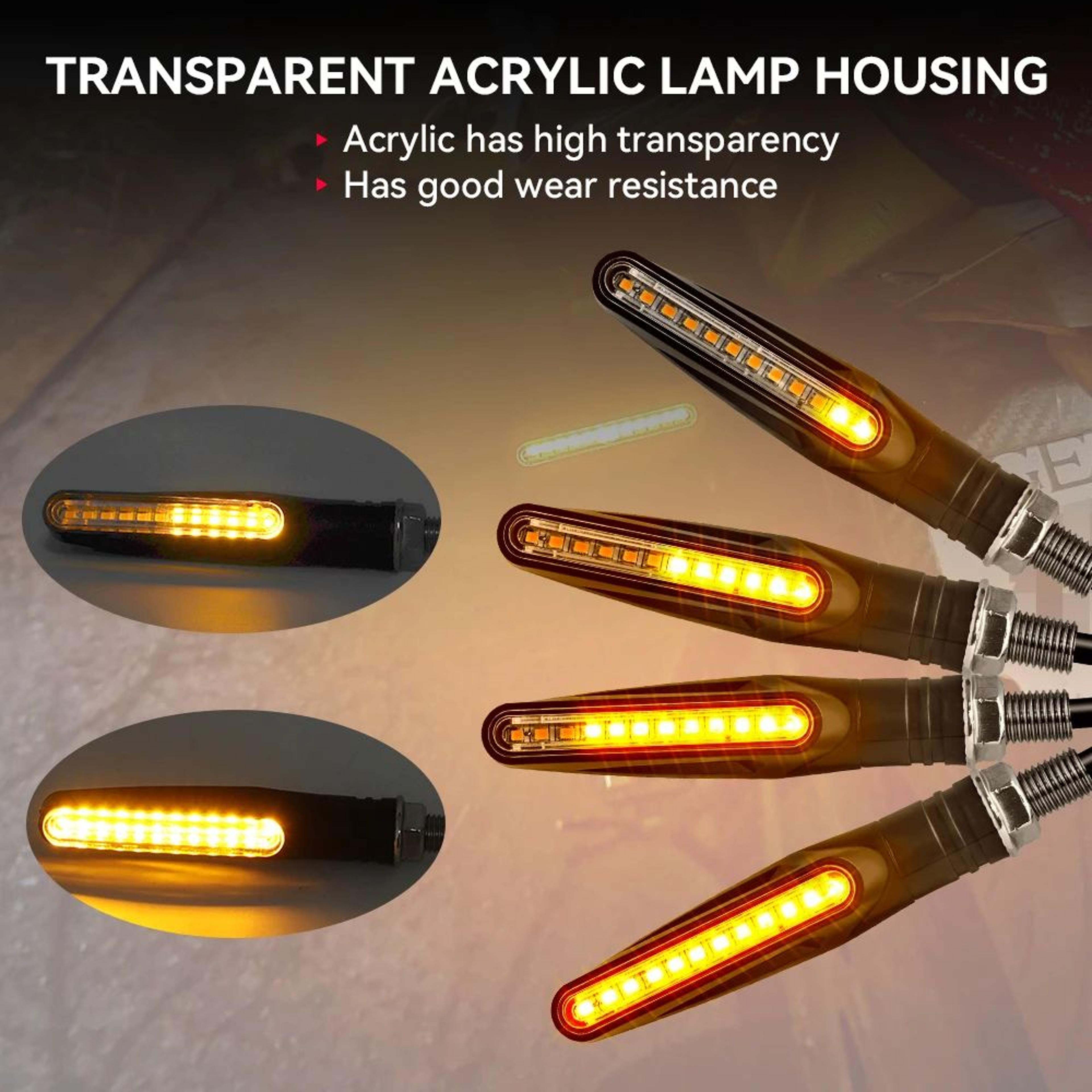 motorcycle led turn signals – 4pcs amber flowing blinkers with abs housing for 12v front or rear indicator replacement