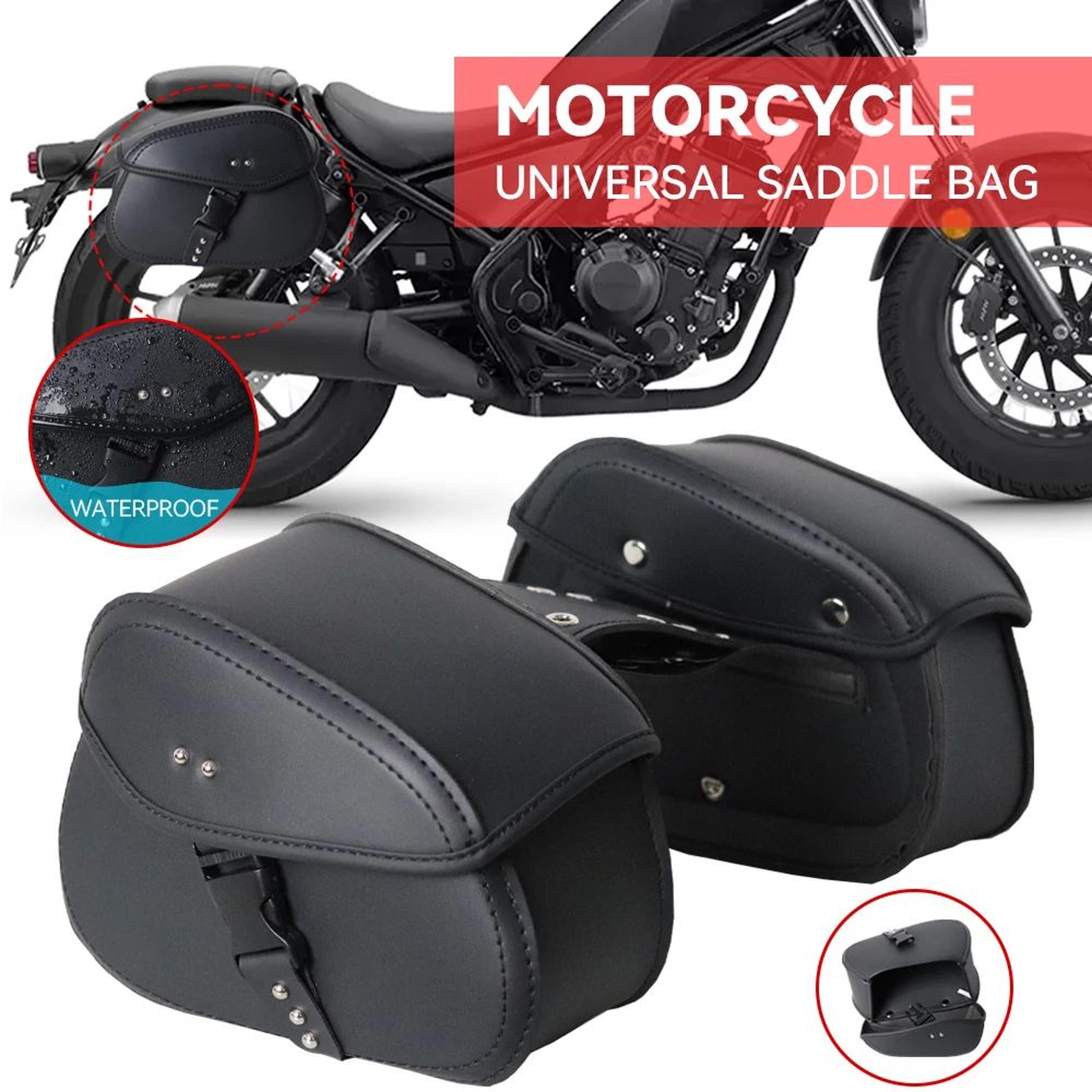 motorcycle saddlebags – black pu leather side bag pair for organized rear storage on daily commutes and weekend travel