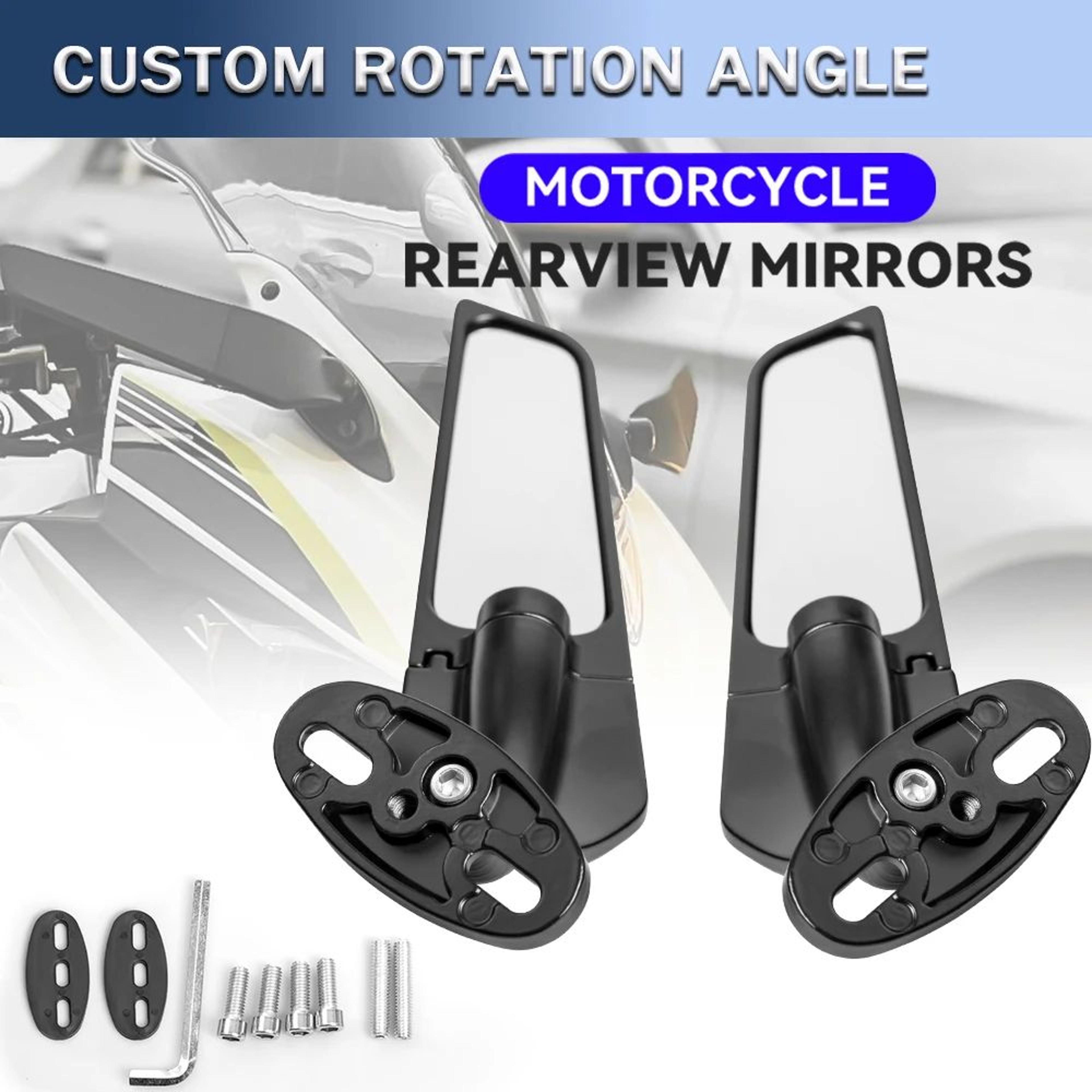 motorcycle wind wing mirrors – adjustable black rearview pair with swivel positioning for compatible sport bike mounts