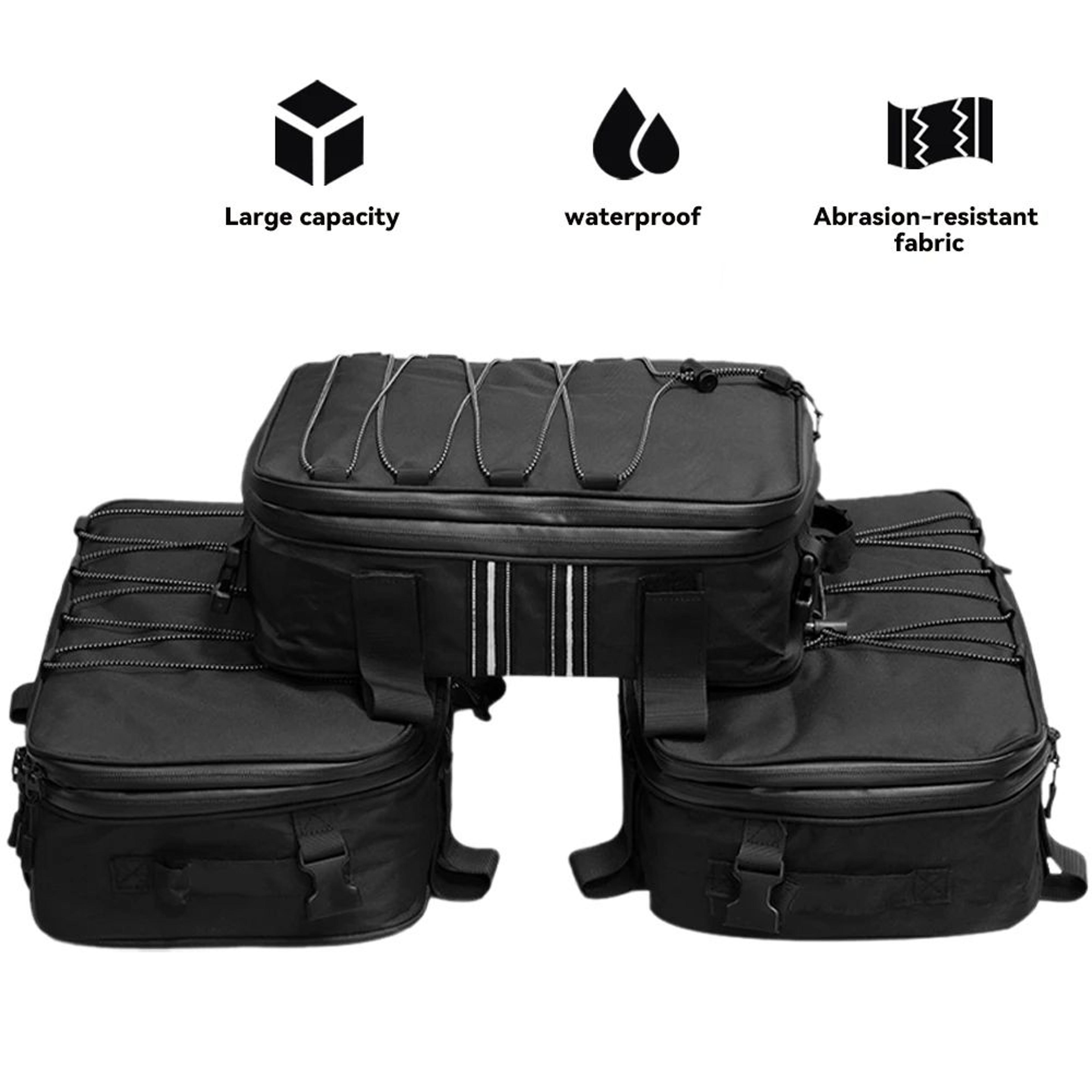 motorcycle top box bag – black luggage for compatible aluminum cases with organized storage for touring & daily travel
