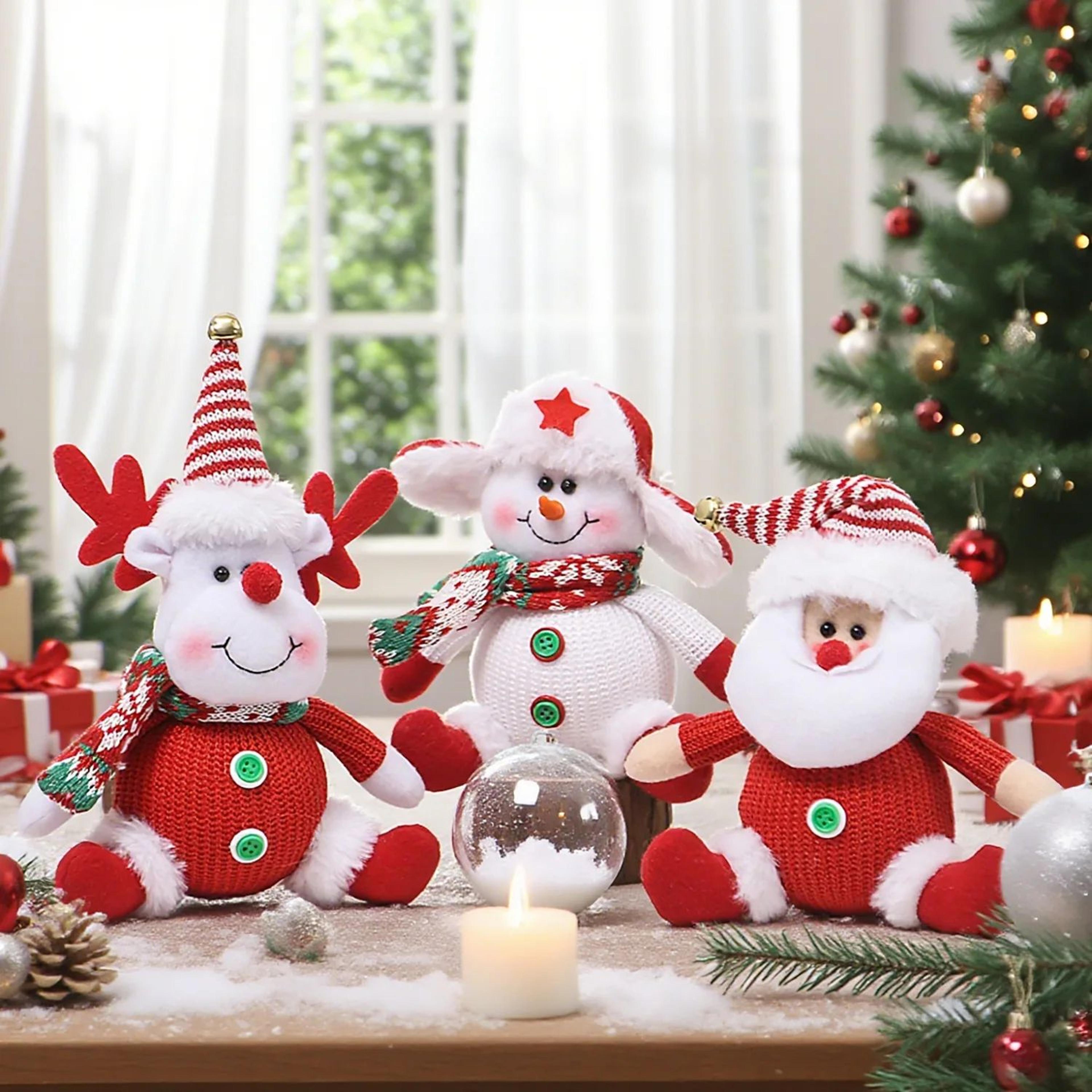 christmas plush ornaments – santa, snowman & elk dolls for festive tree decorating, cozy home displays & holiday gifts