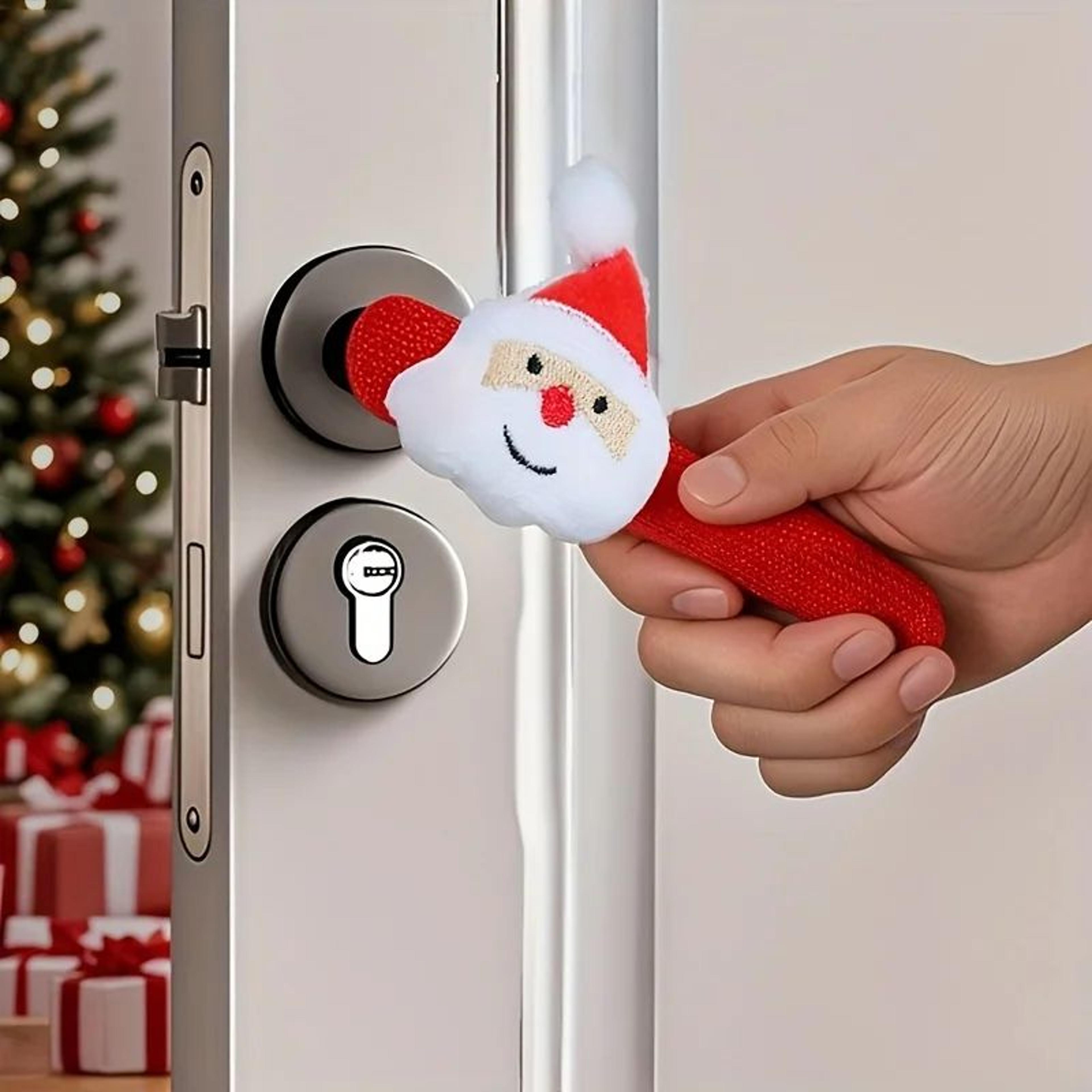 christmas door handle covers – santa claus glove decorations for festive room charm, holiday home accents & door decor