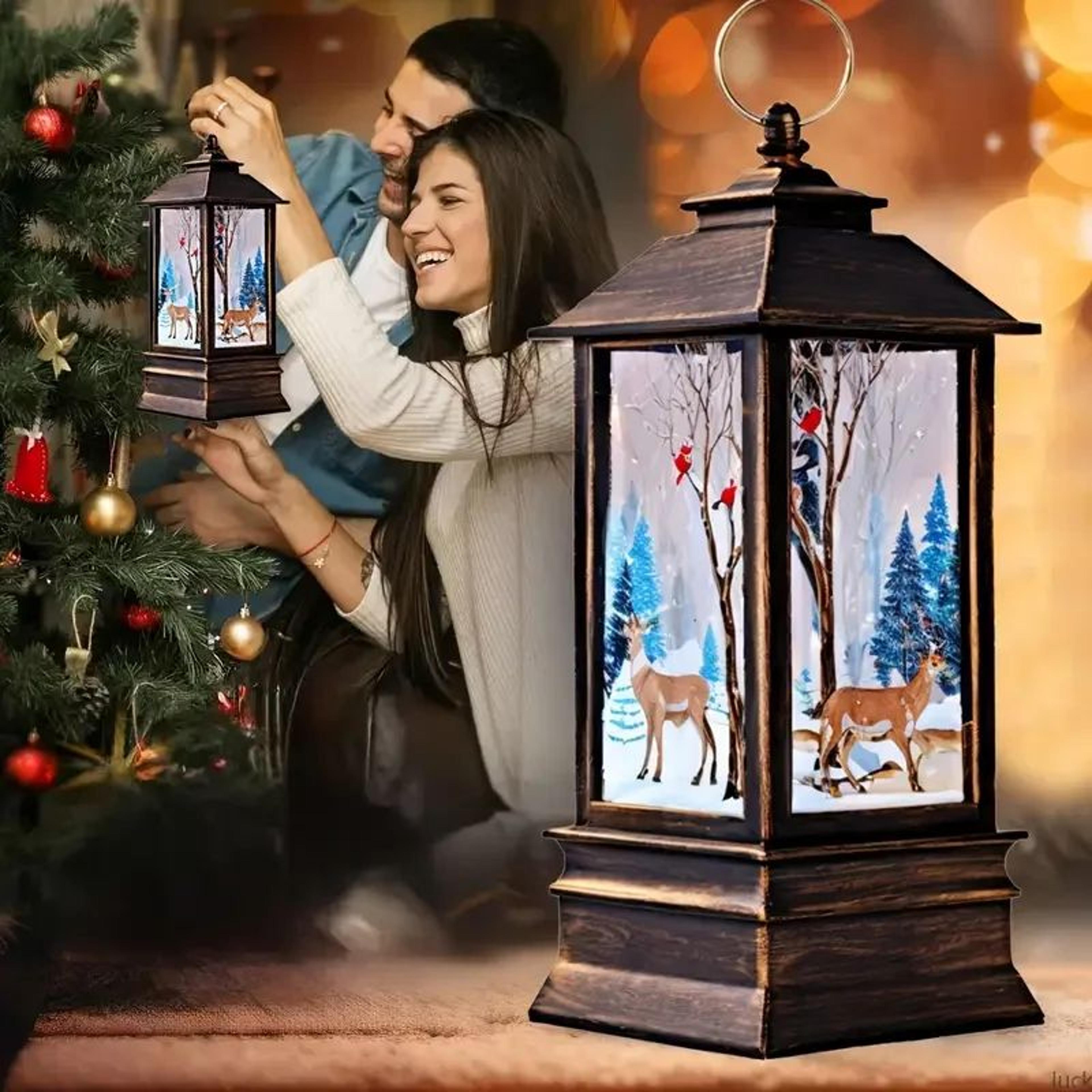 christmas led lantern – 5.12 in santa, elk or snowman night light for festive desktop displays, warm home decor & gifts