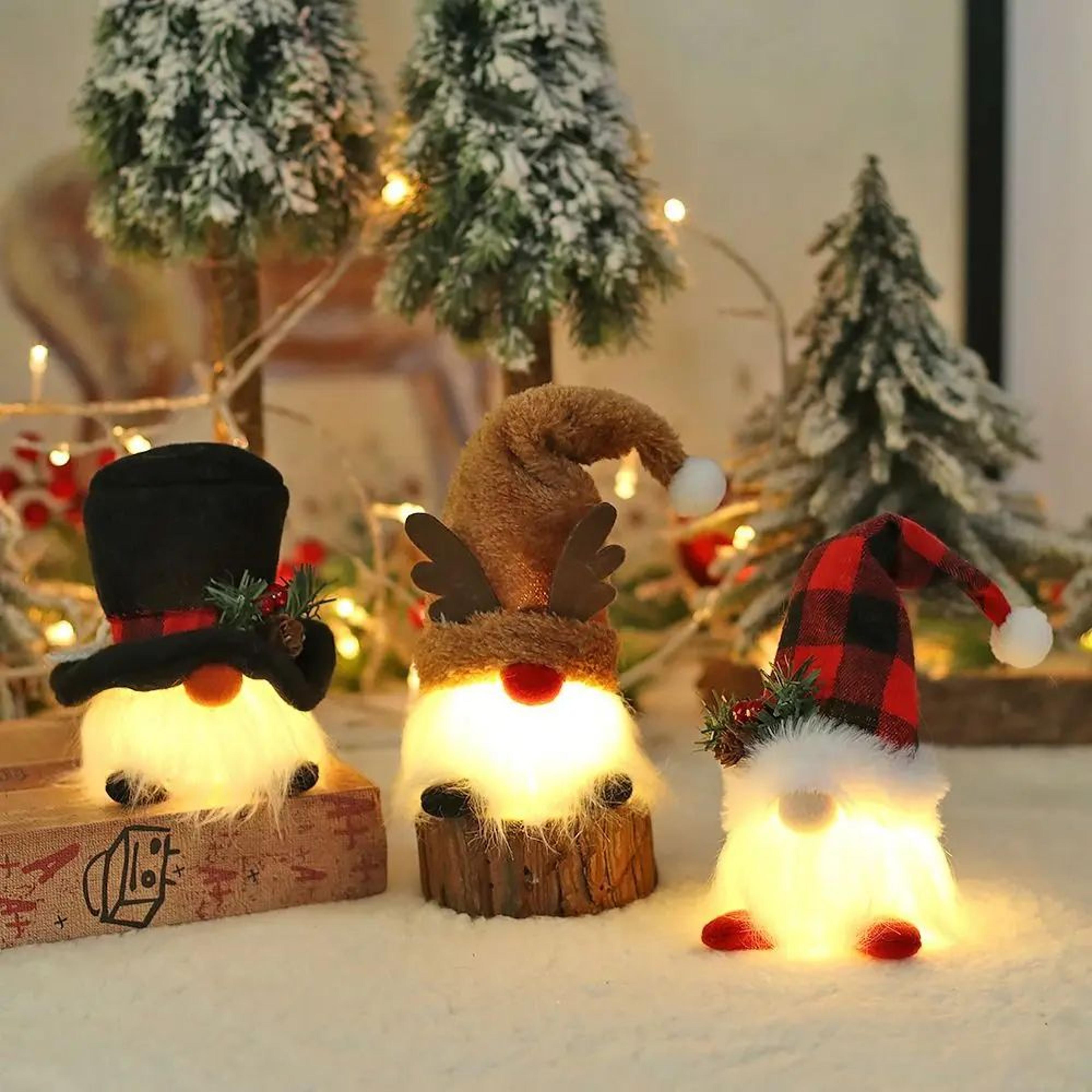 light up christmas gnome doll – led cloth character ornament for festive table displays, tree decor & thoughtful gifts