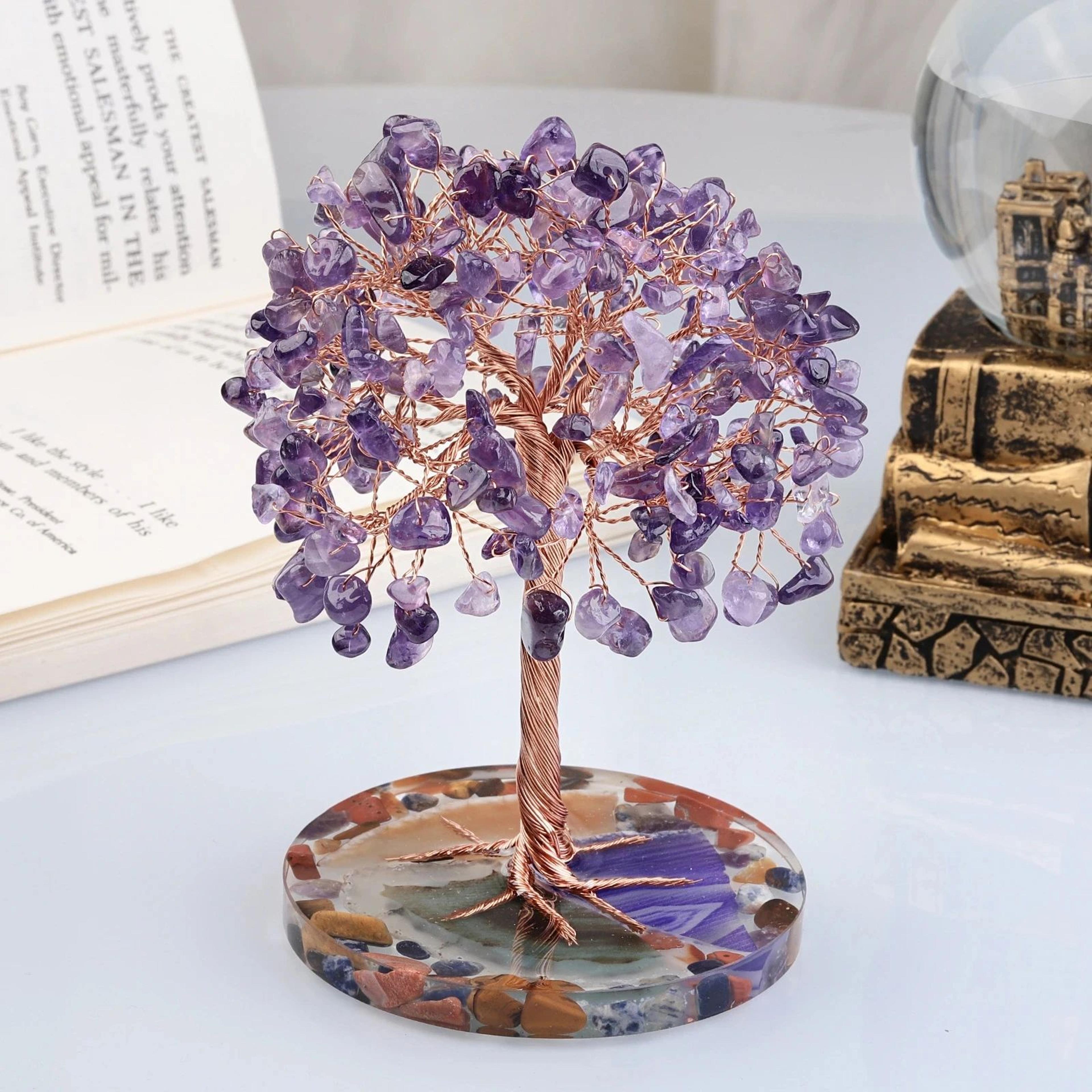 mini crystal money tree – 4.72 in gemstone-style ornament for desks, meditation spaces and meaningful prosperity gifts