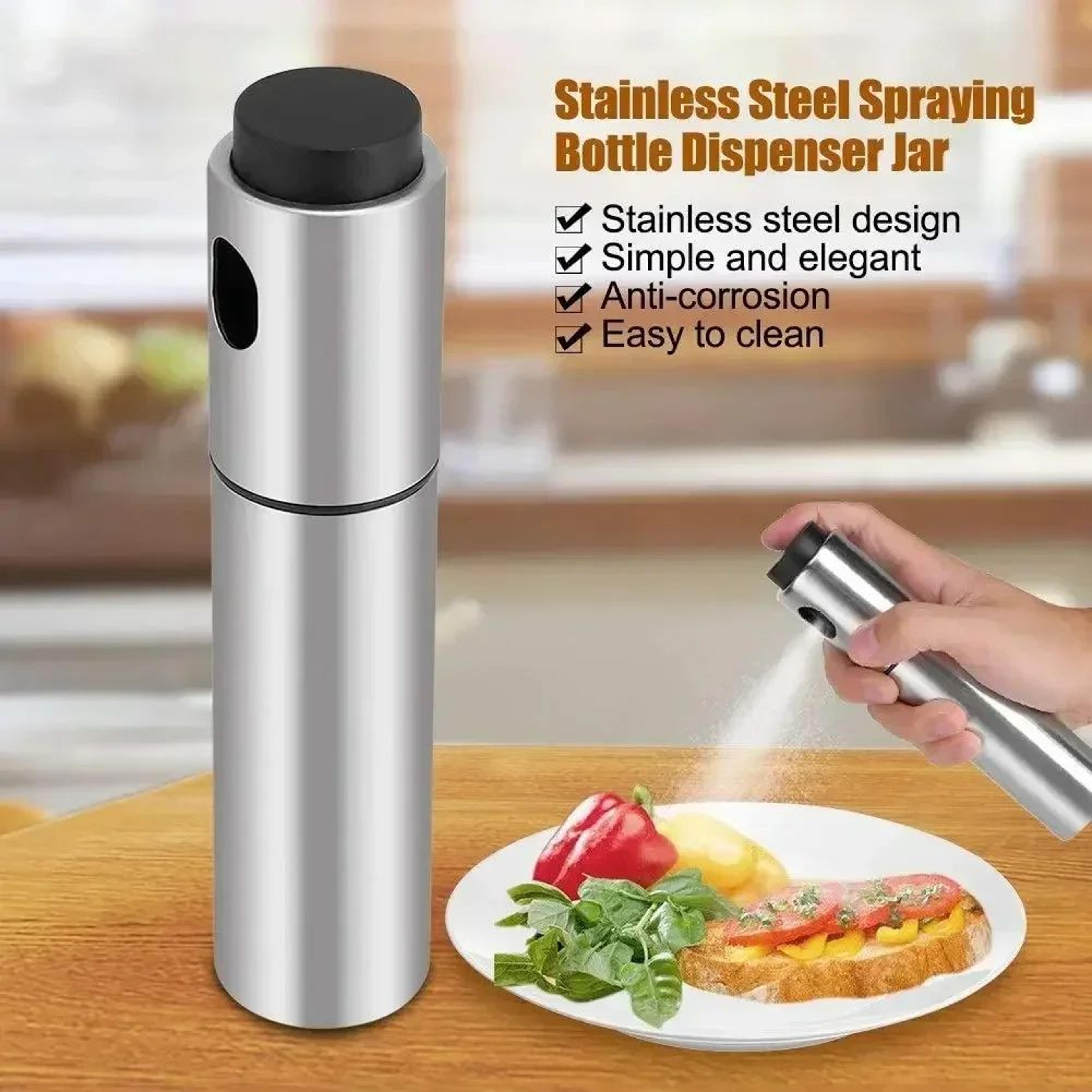olive oil sprayer – 3.38 fl oz stainless steel pump dispenser for even seasoning, bbq, baking, grilling and daily prep