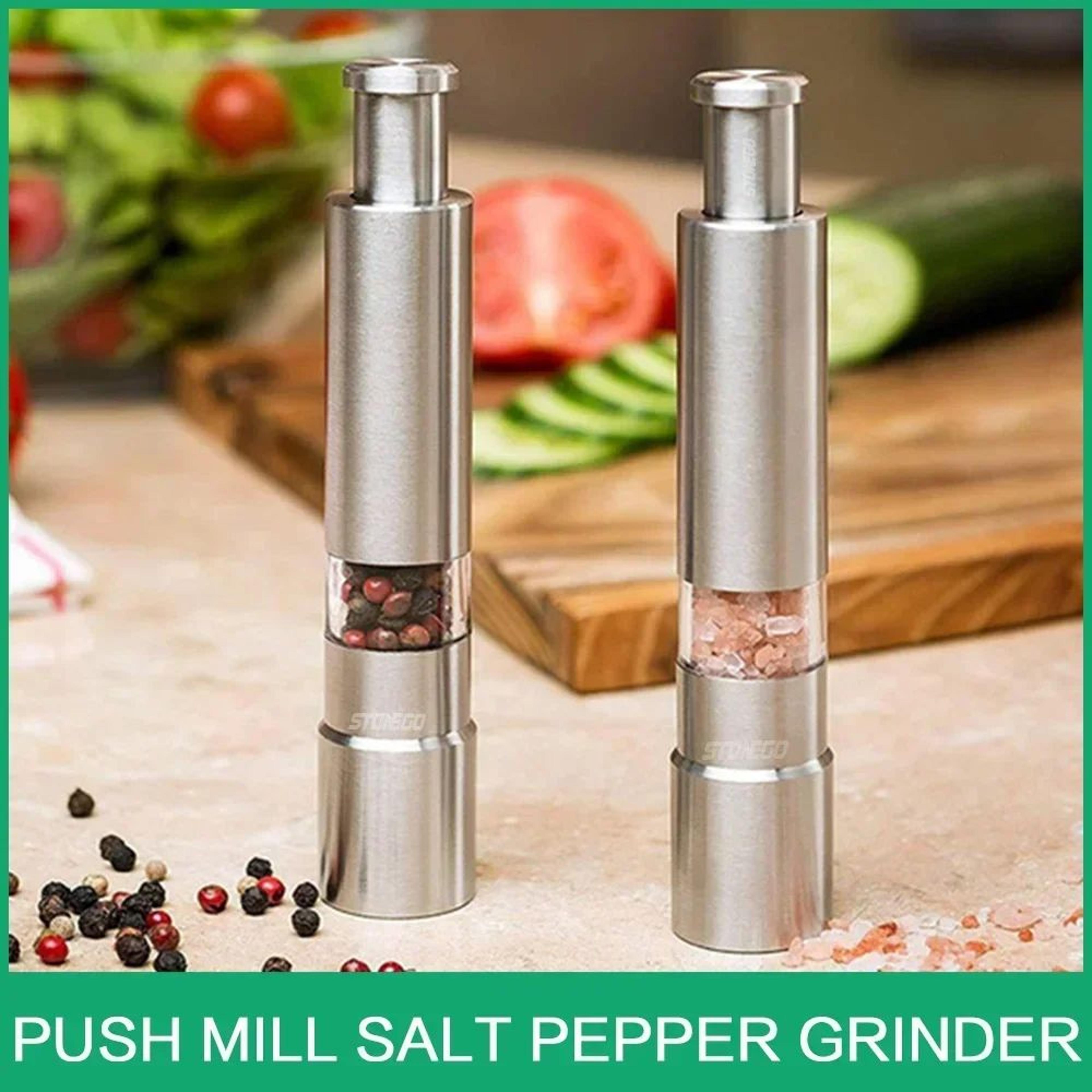 thumb press pepper mill – portable stainless steel manual spice grinder for black pepper, cumin, bbq & kitchen cooking
