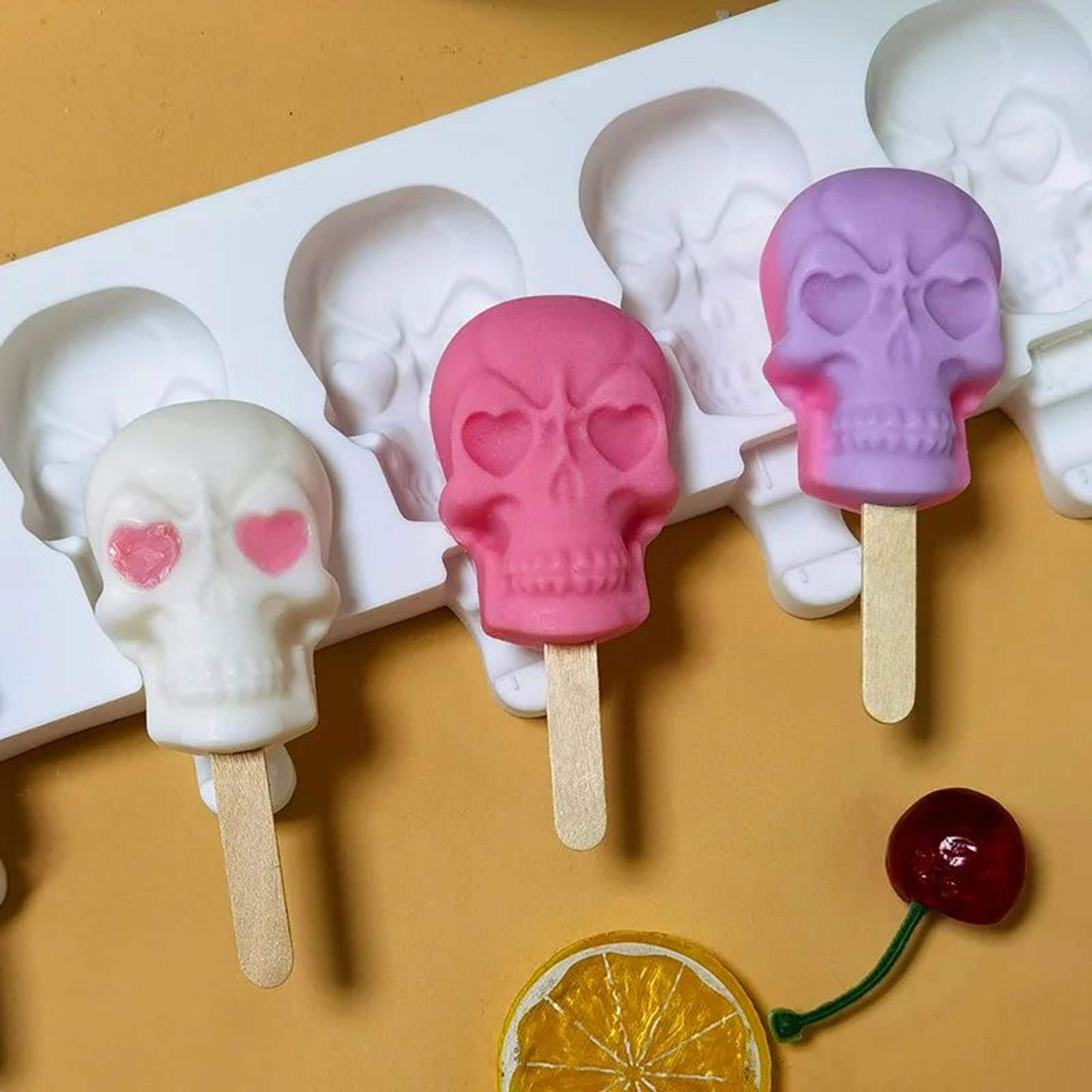 skull popsicle mold – 6-cavity silicone ice cream & chocolate mold for easy release, frozen treats and party desserts