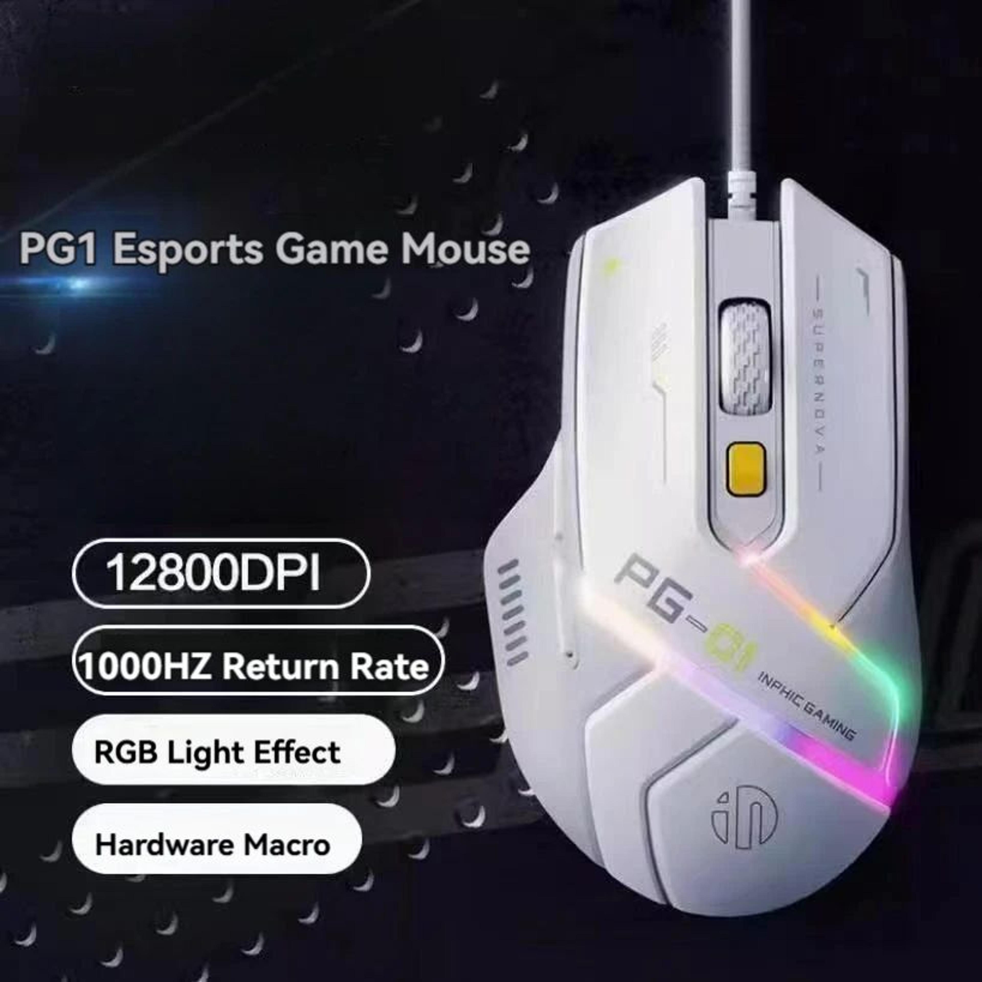 wired gaming mouse – 12800 dpi, 1000hz polling & 6 programmable keys with rgb lighting for fine control & desktop play