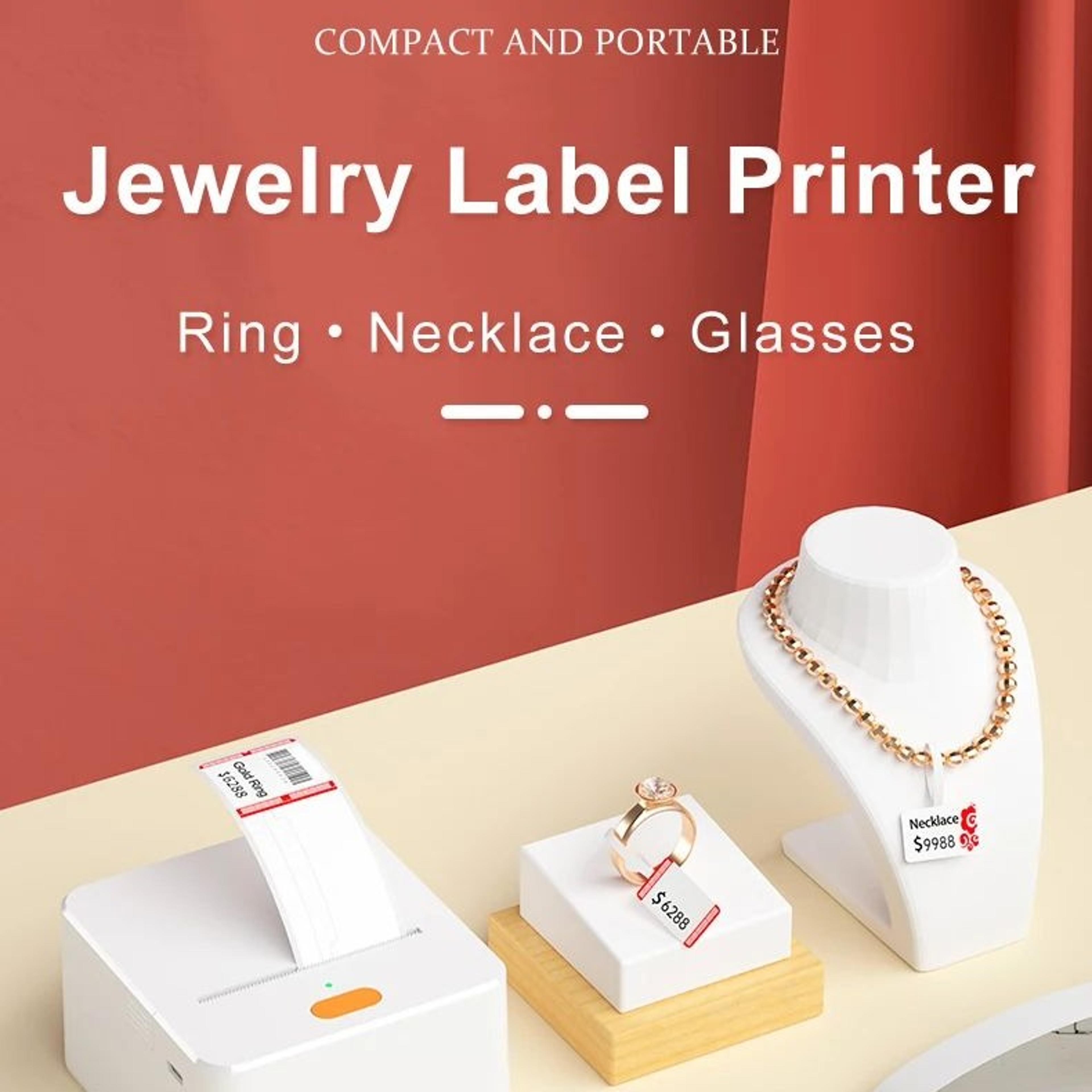 mini thermal label printer – p1 bluetooth inkless label maker for jewelry price tags & custom black and white stickers