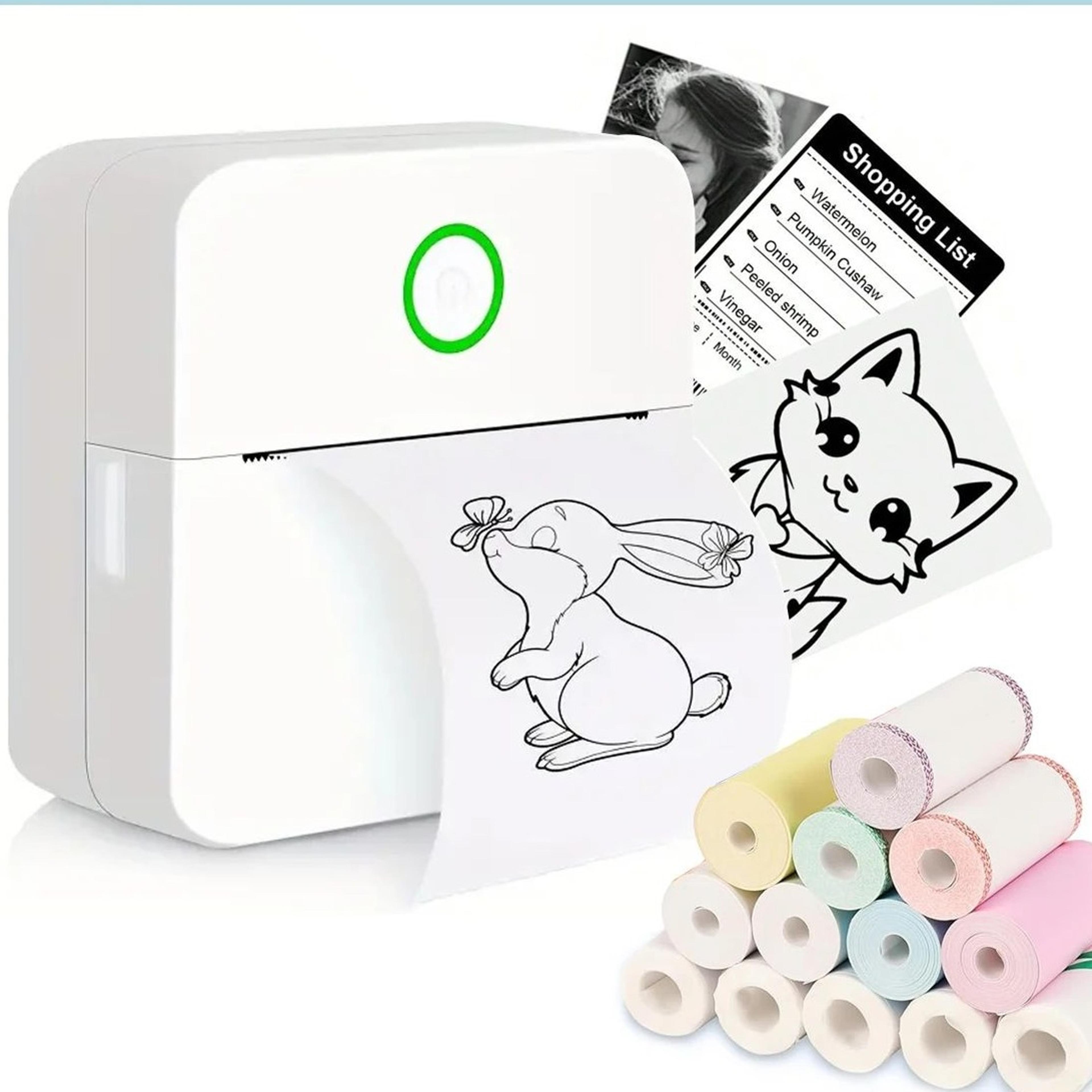 mini sticker printer – bluetooth pocket thermal printer for photos, journals, receipts & notes, handy inkless printing