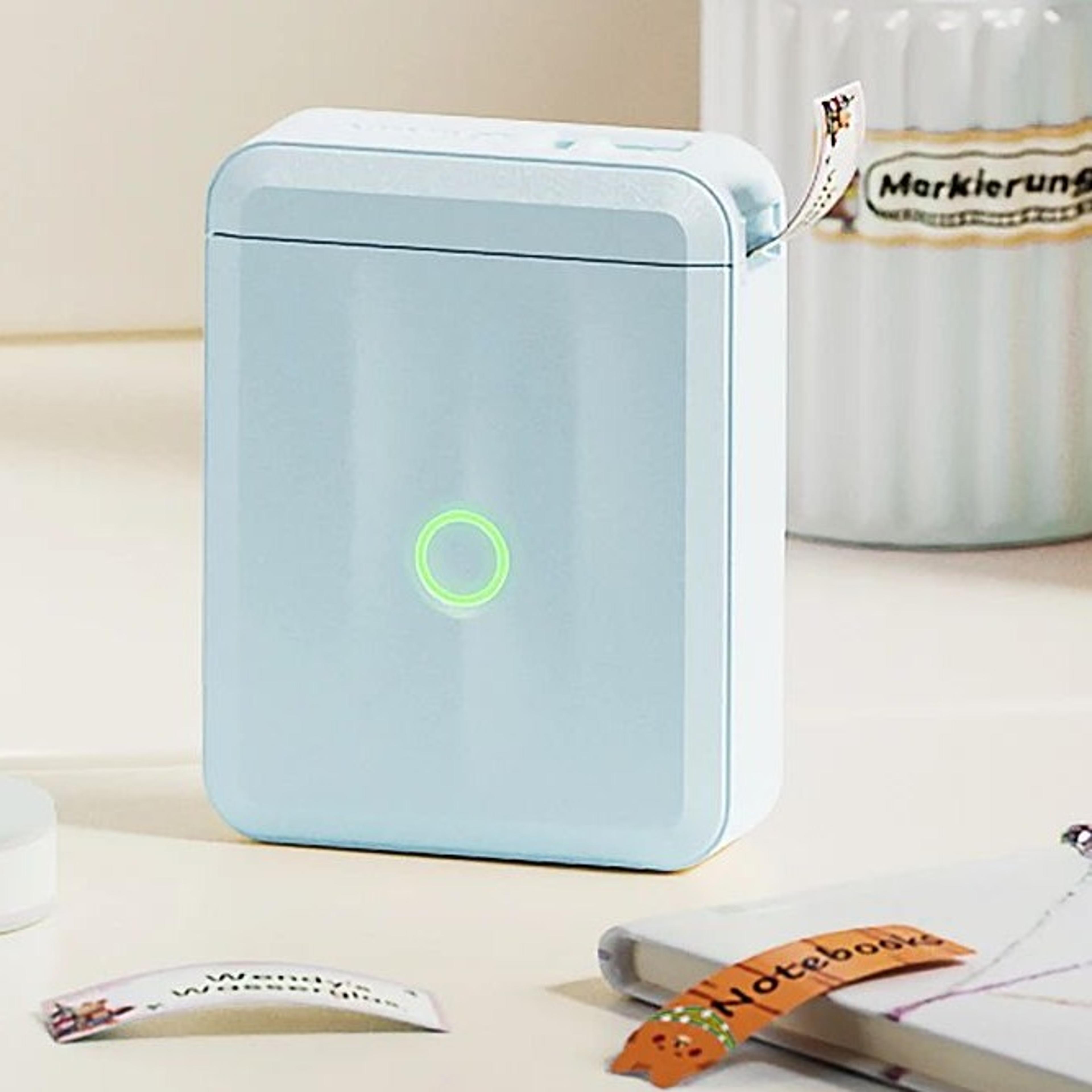 mini bluetooth label printer – d110 inkless pocket sticker maker with auto calibration for home storage & price labels