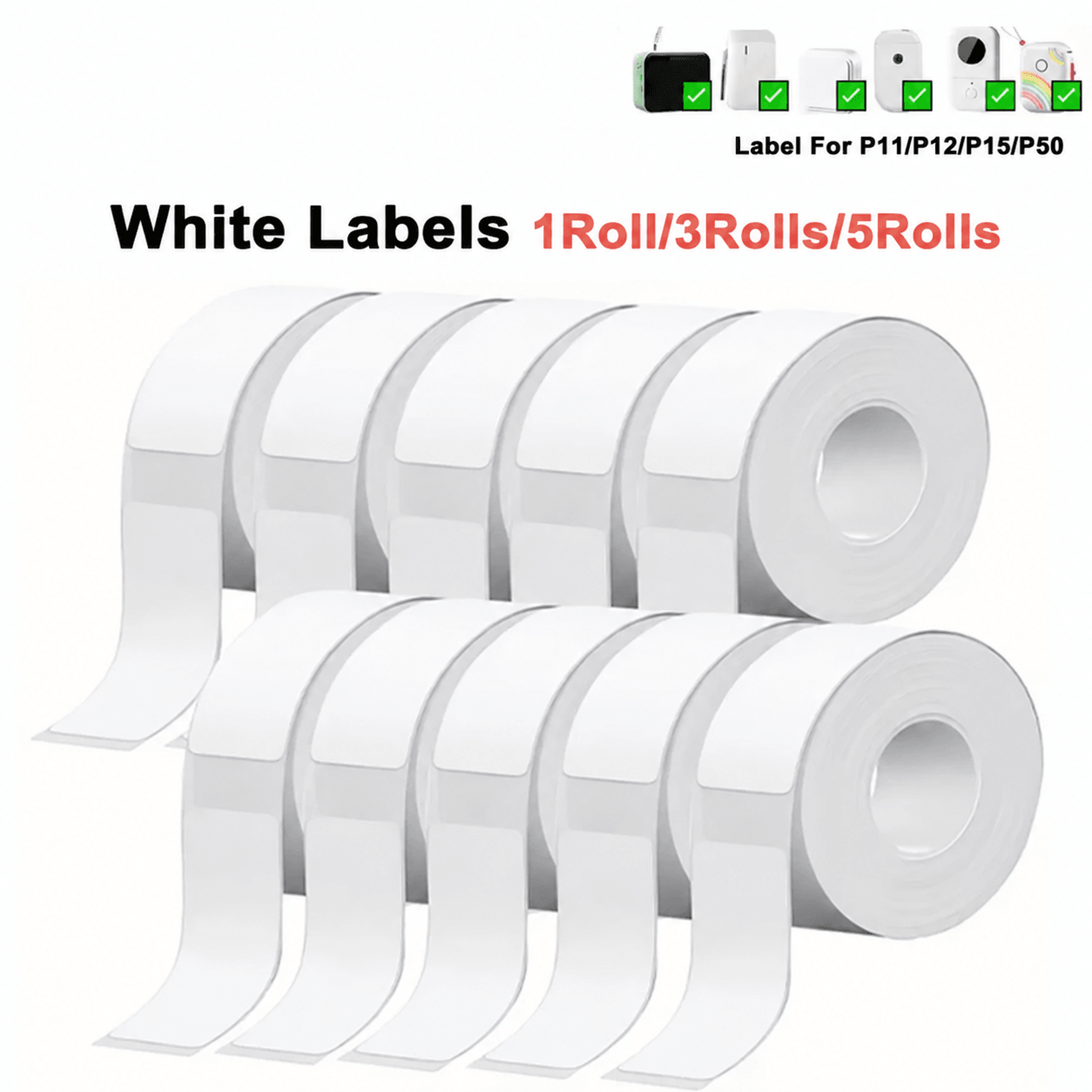 thermal label refill – self-adhesive white, color & decorative sticker rolls for p15, p12, p11, d30 & q30 label makers