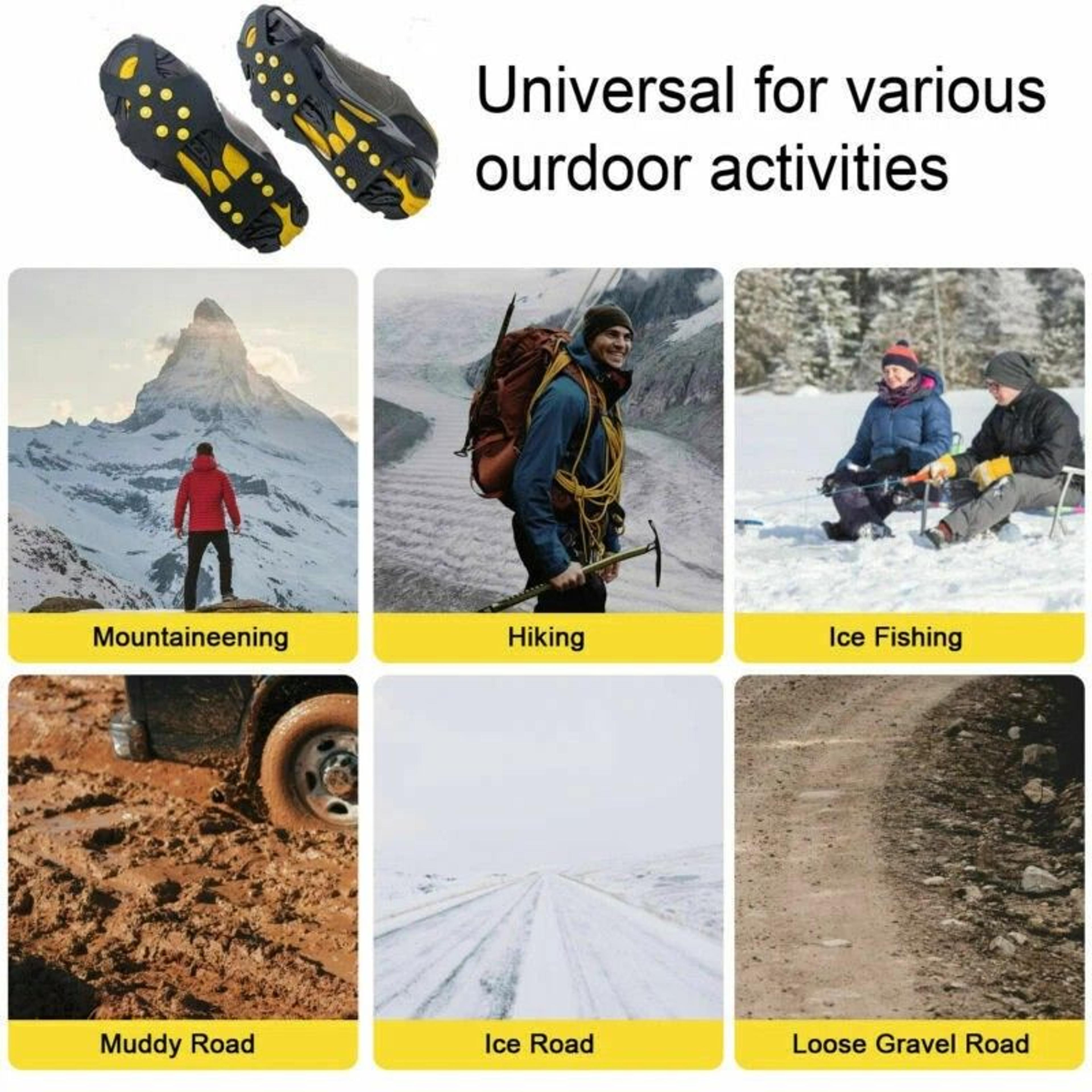 2pcs ice cleats with 10 steel studs – anti-slip snow grips for boots & shoes