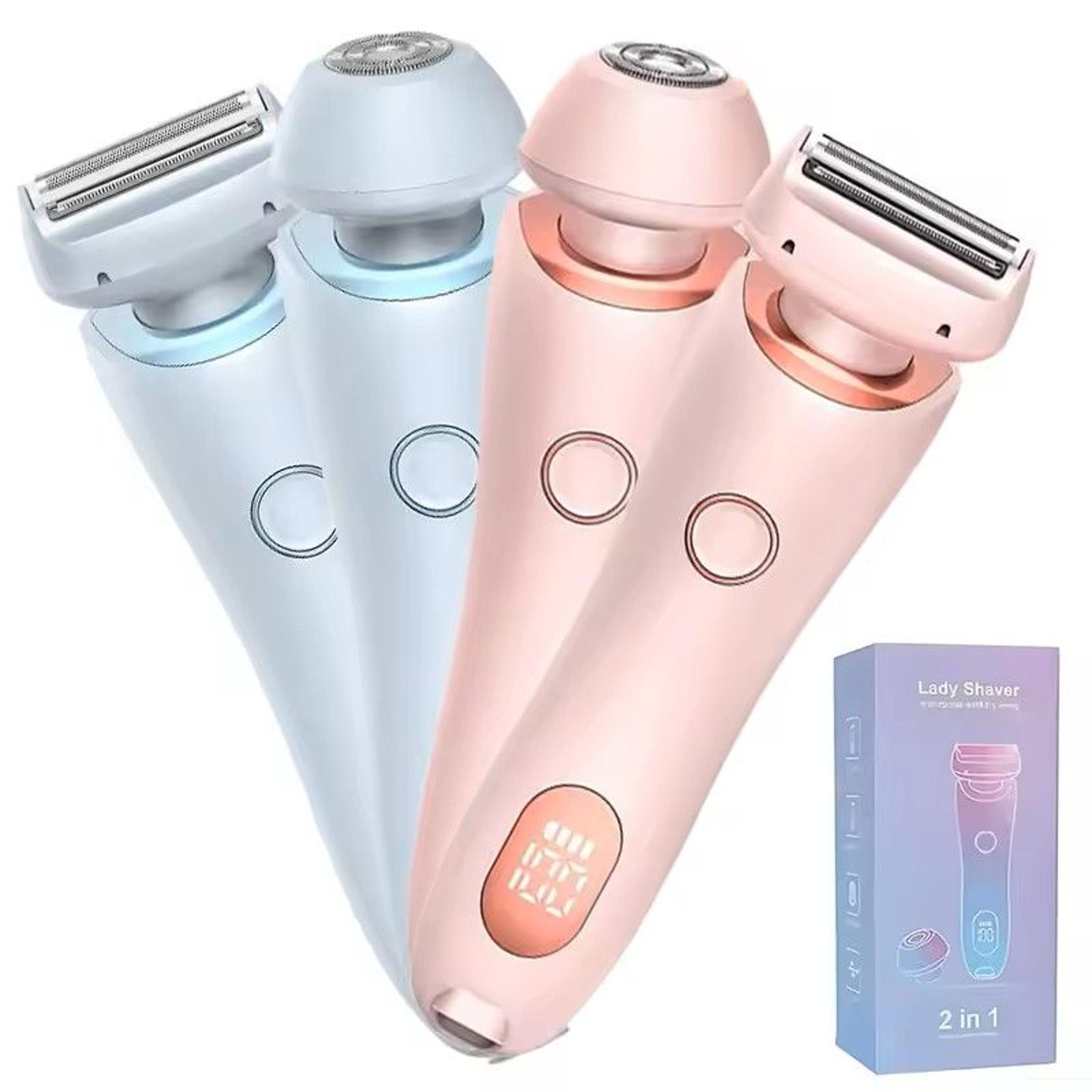 2-in-1 electric ladies shaver & bikini trimmer – waterproof ipx7 hair removal for face, underarms, legs & body
