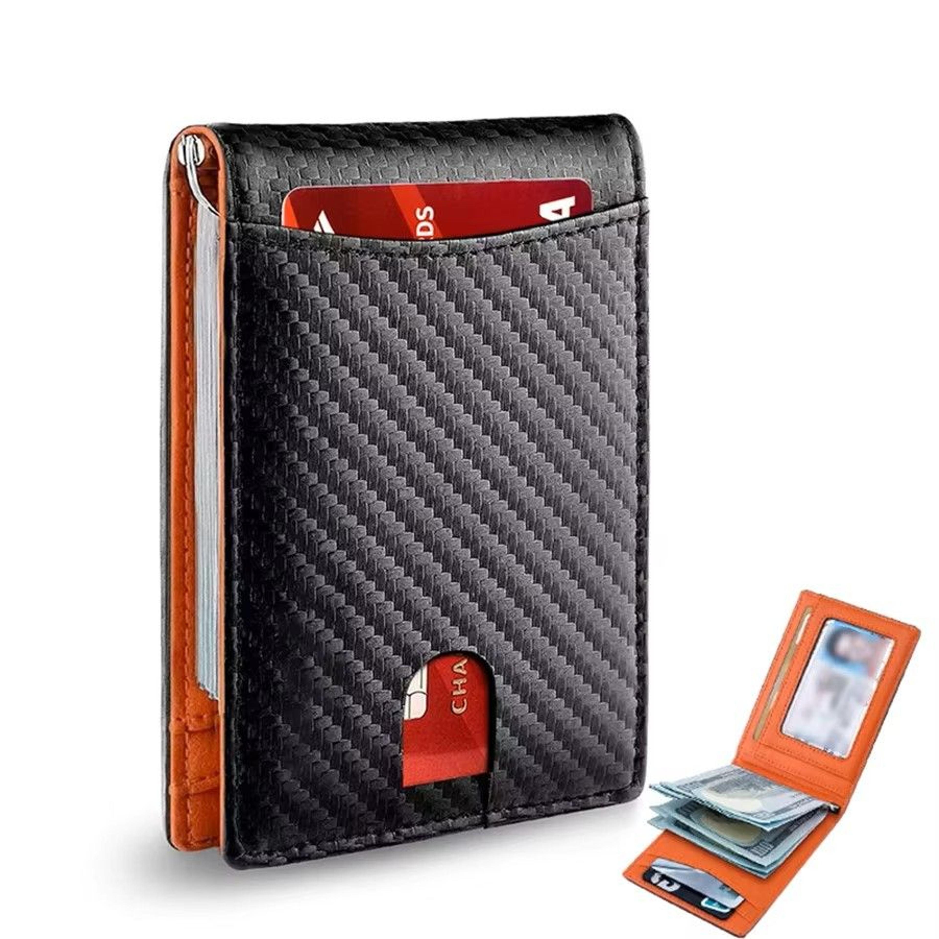 slim rfid-blocking smart wallet for men – synthetic leather credit card holder with money clip & ultra-thin bifold desig