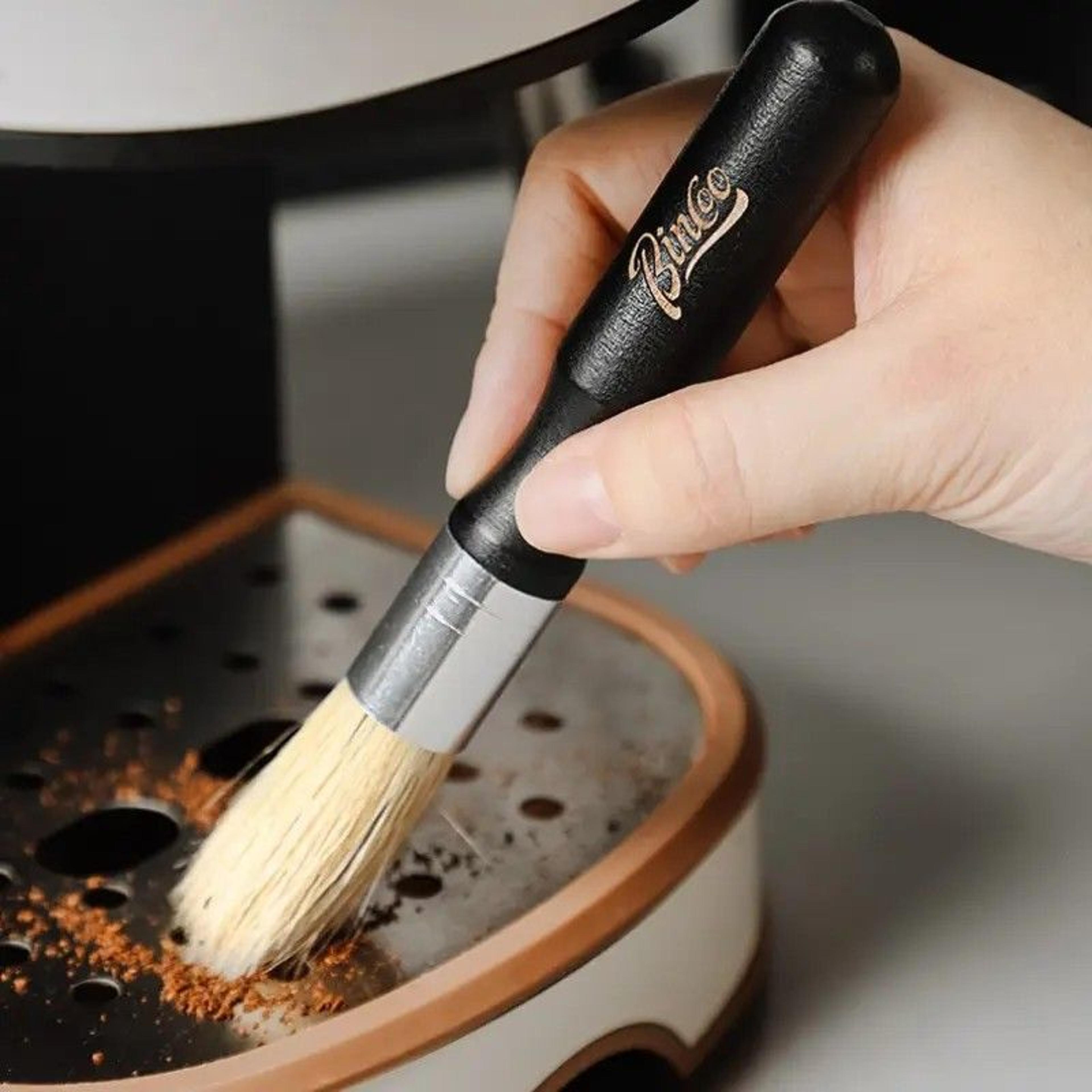 vintage coffee grinder cleaning brush – solid wood barista tool for espresso machine & coffee grinder maintenance