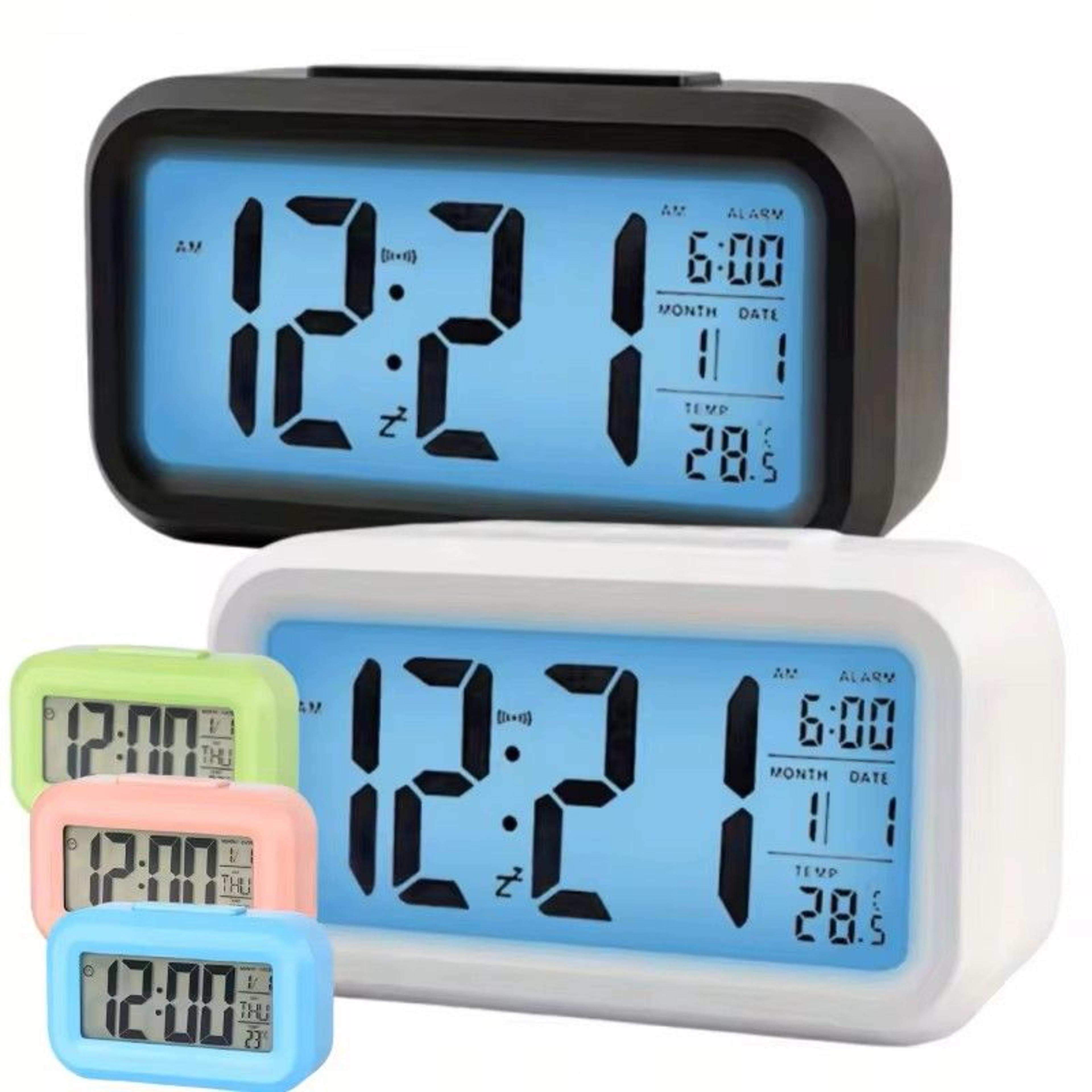 smart digital alarm clock with lcd display and temperature