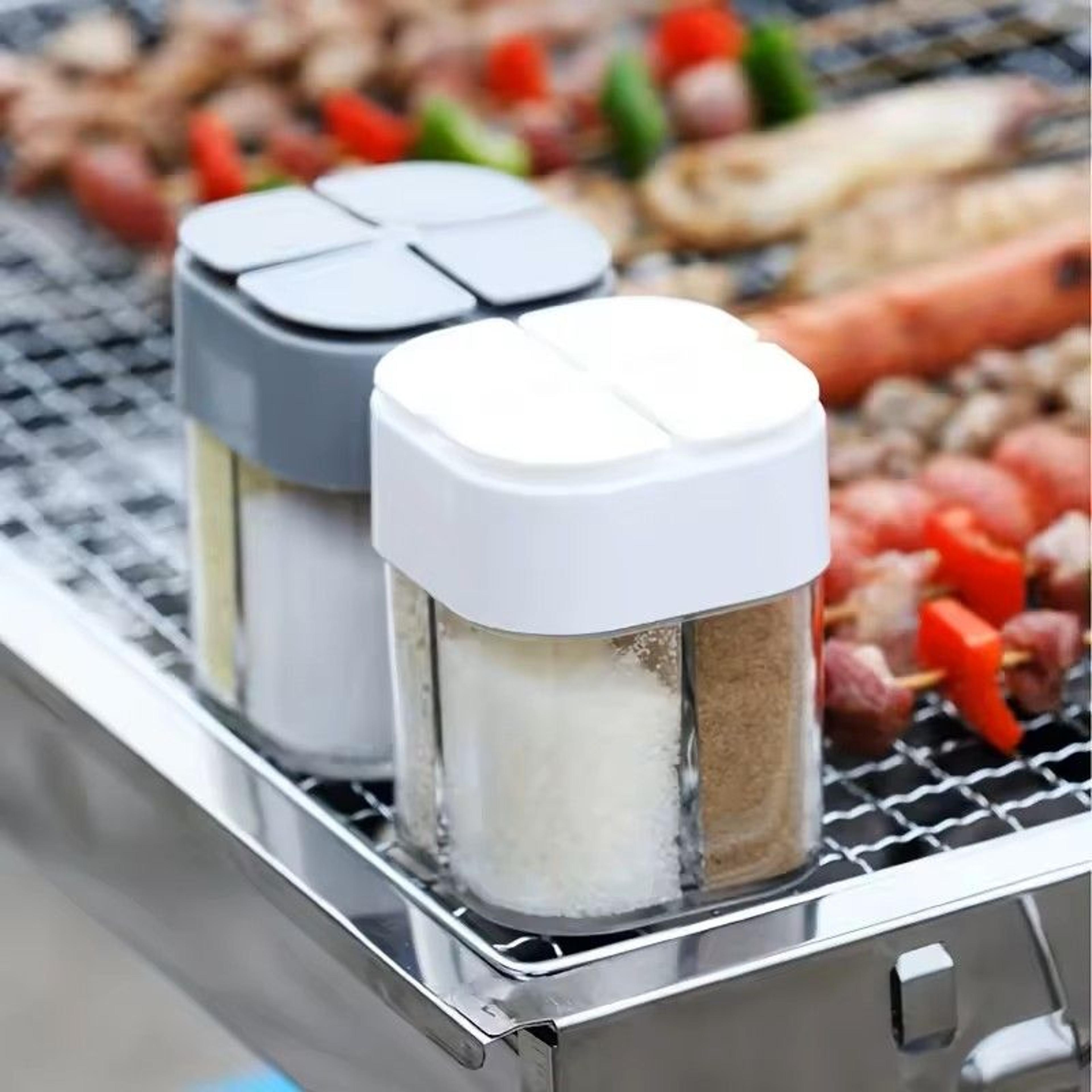 4 in 1 camping seasoning shaker portable spice jar with lid for bbq cooking and travel