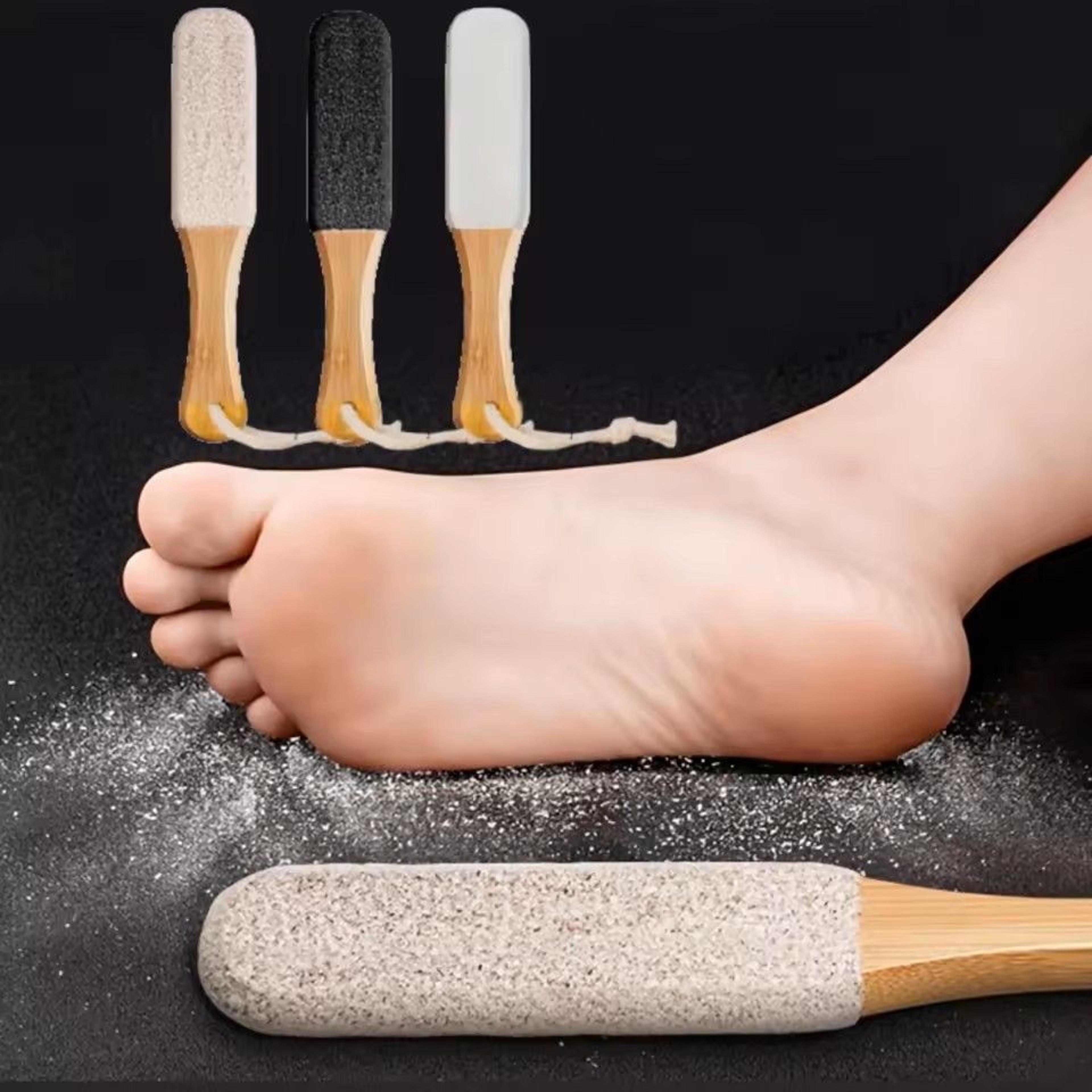 bamboo handle foot file natural pumice stone pedicure tool for callus and dead skin removal