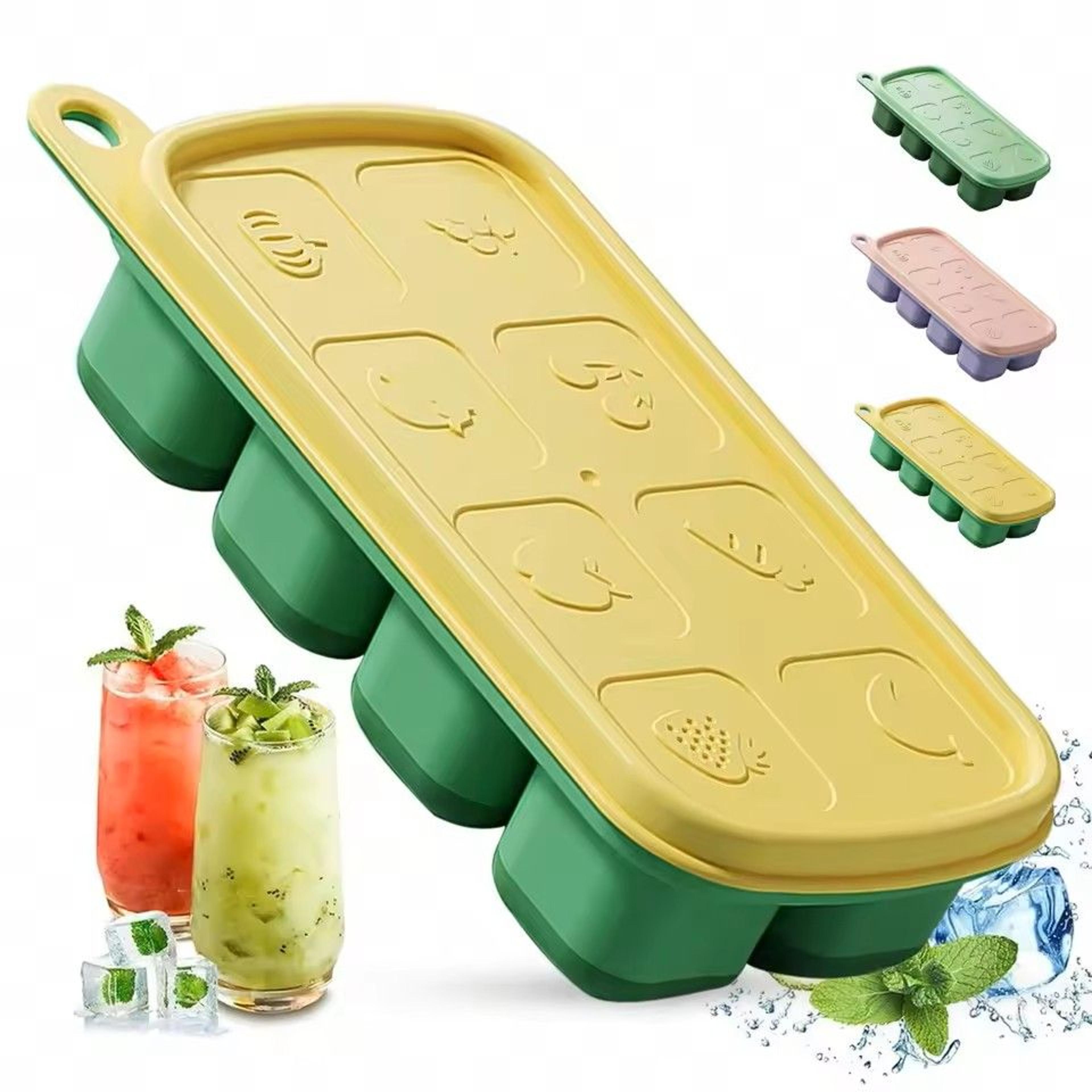 leeseph silicone ice cube tray with removable lid – perfect square ice for cocktails & daily drinks