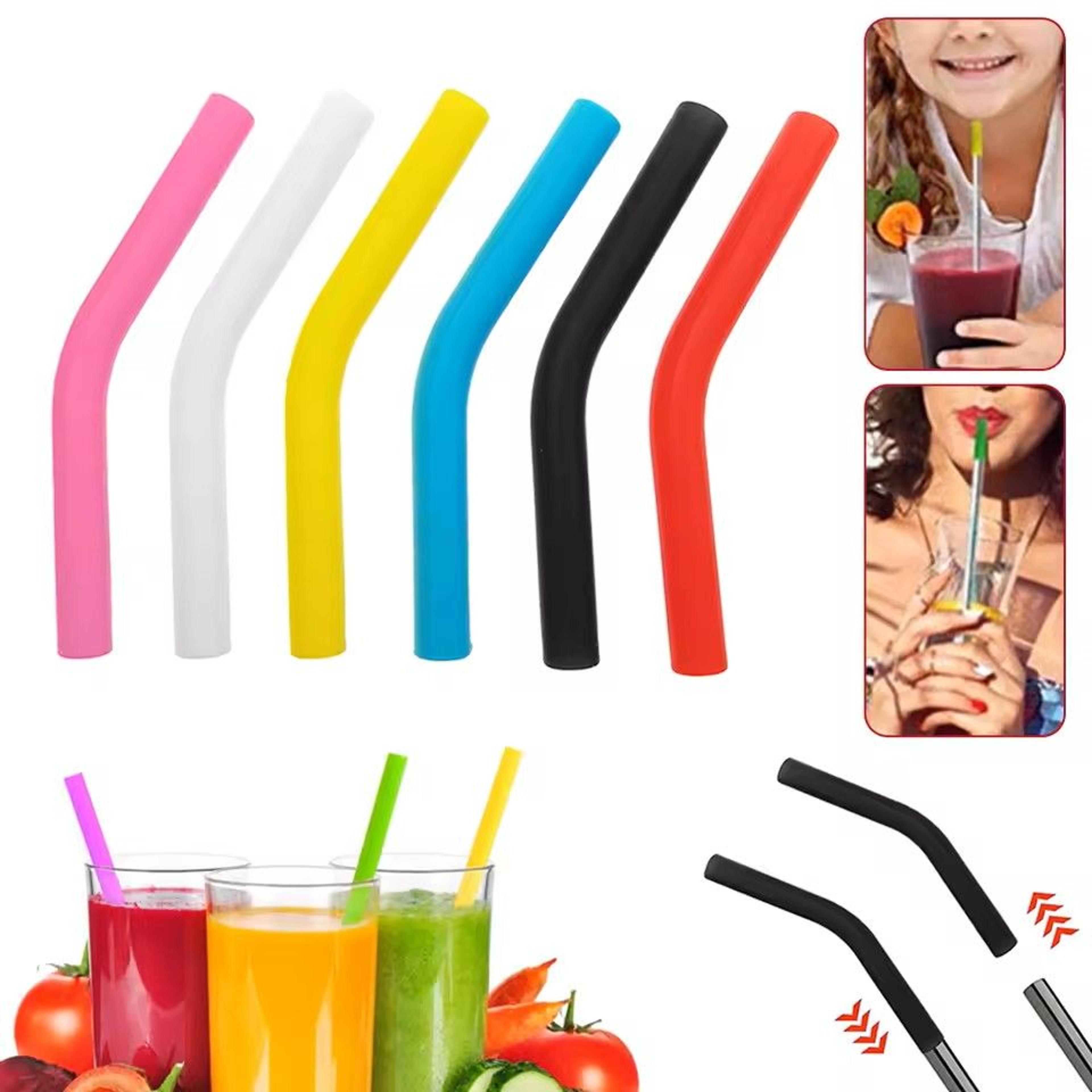 12pcs silicone straw sleeves reusable straw tips food grade colorful straw covers bendable straw accessories