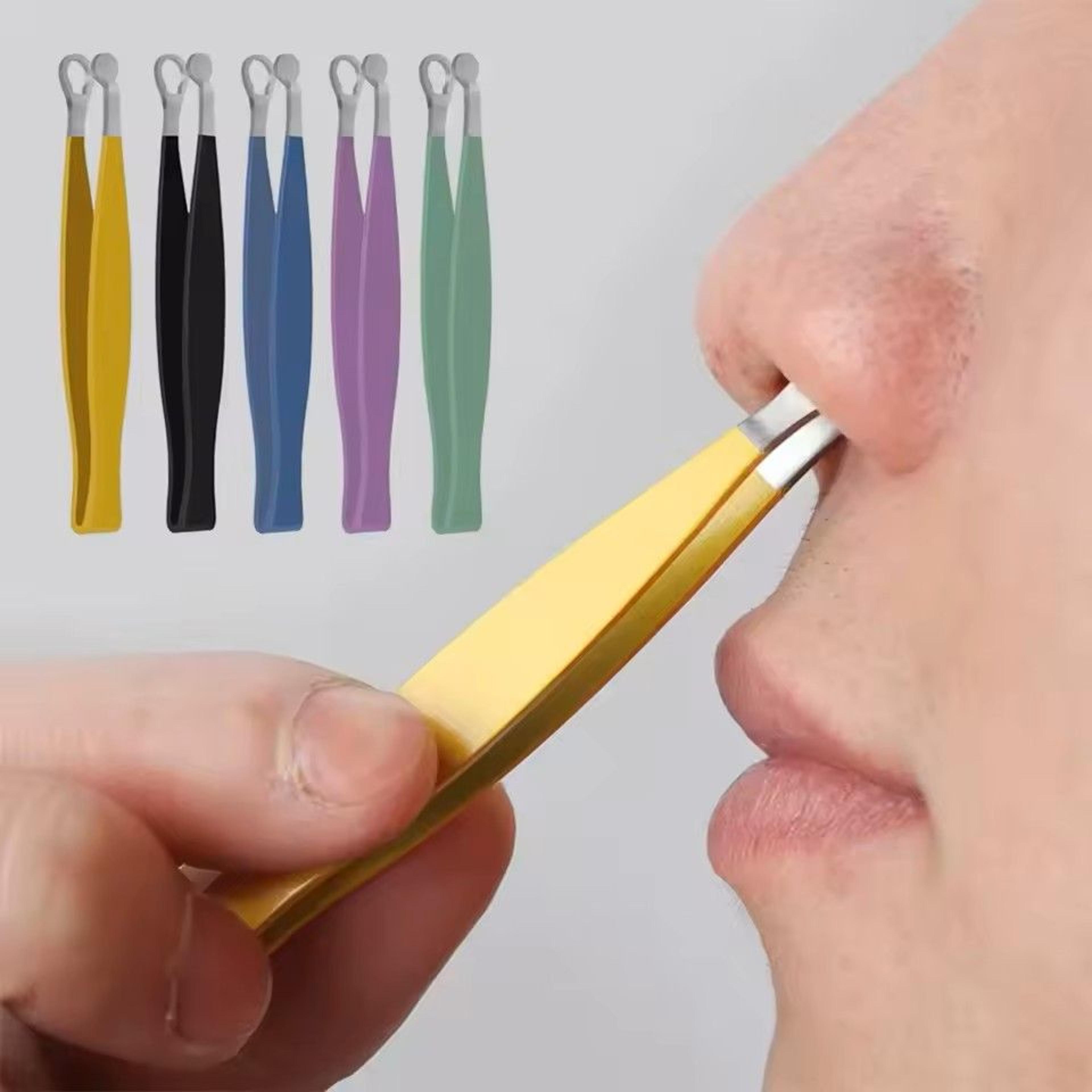 stainless steel nose hair trimming tweezers eyebrow and facial hair cutter grooming tool for men