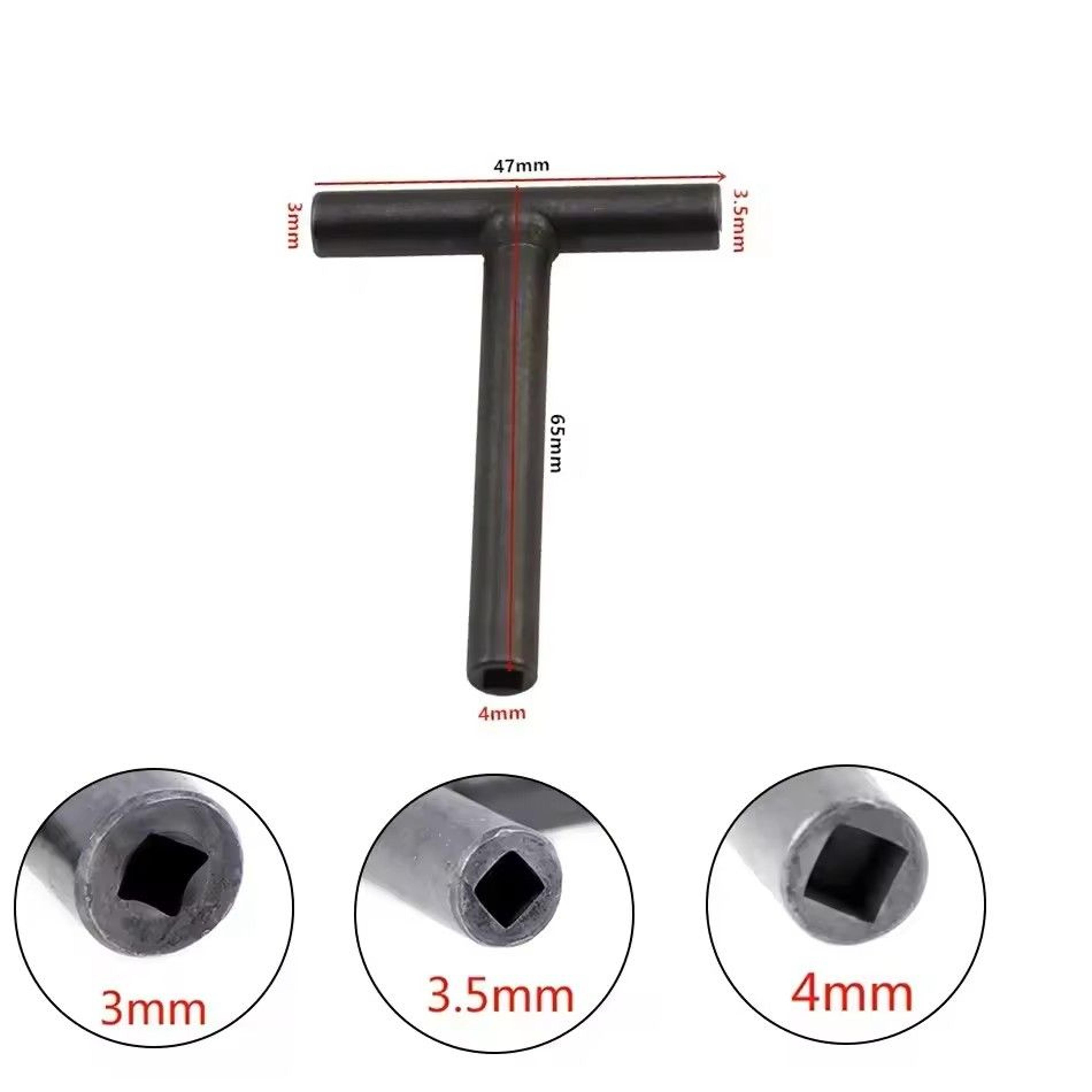 t-type valve clearance adjustment wrench – precision square & hex spanner for motorcycle engines (3mm / 3.5mm / 4mm)