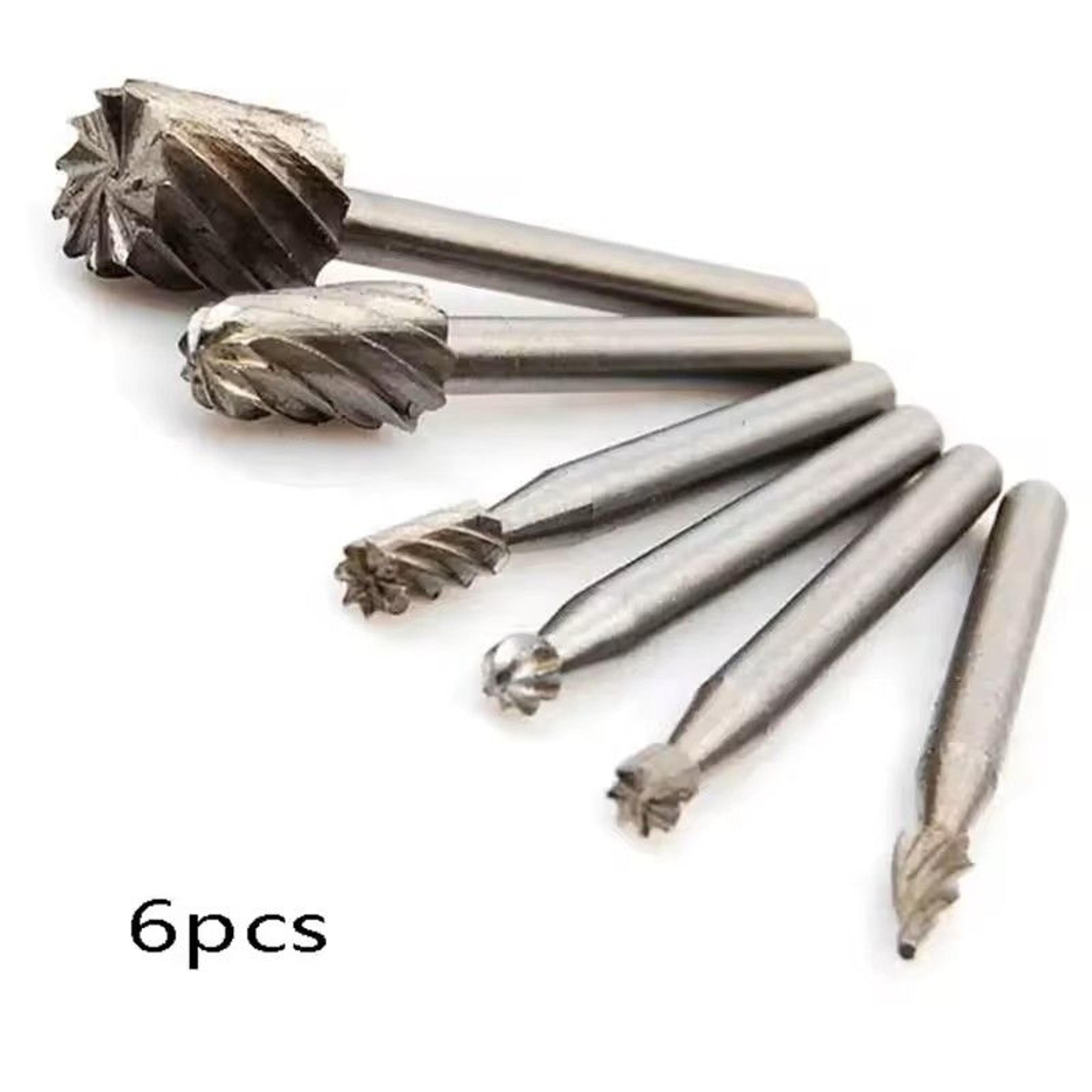 6-piece rotary mini drill bit set – hss routing, grinding & milling cutters for dremel tools (wood & metal carving kit)