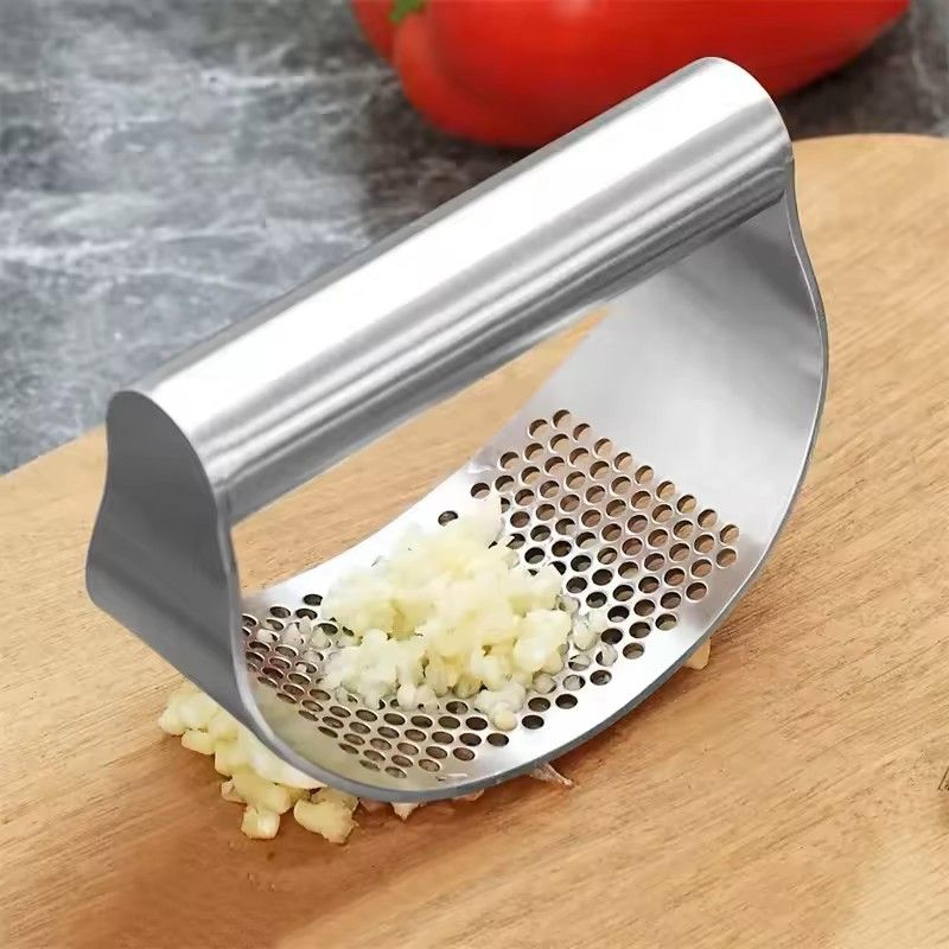 upgraded stainless steel garlic press rocker manual garlic ginger crusher and mincer kitchen tool