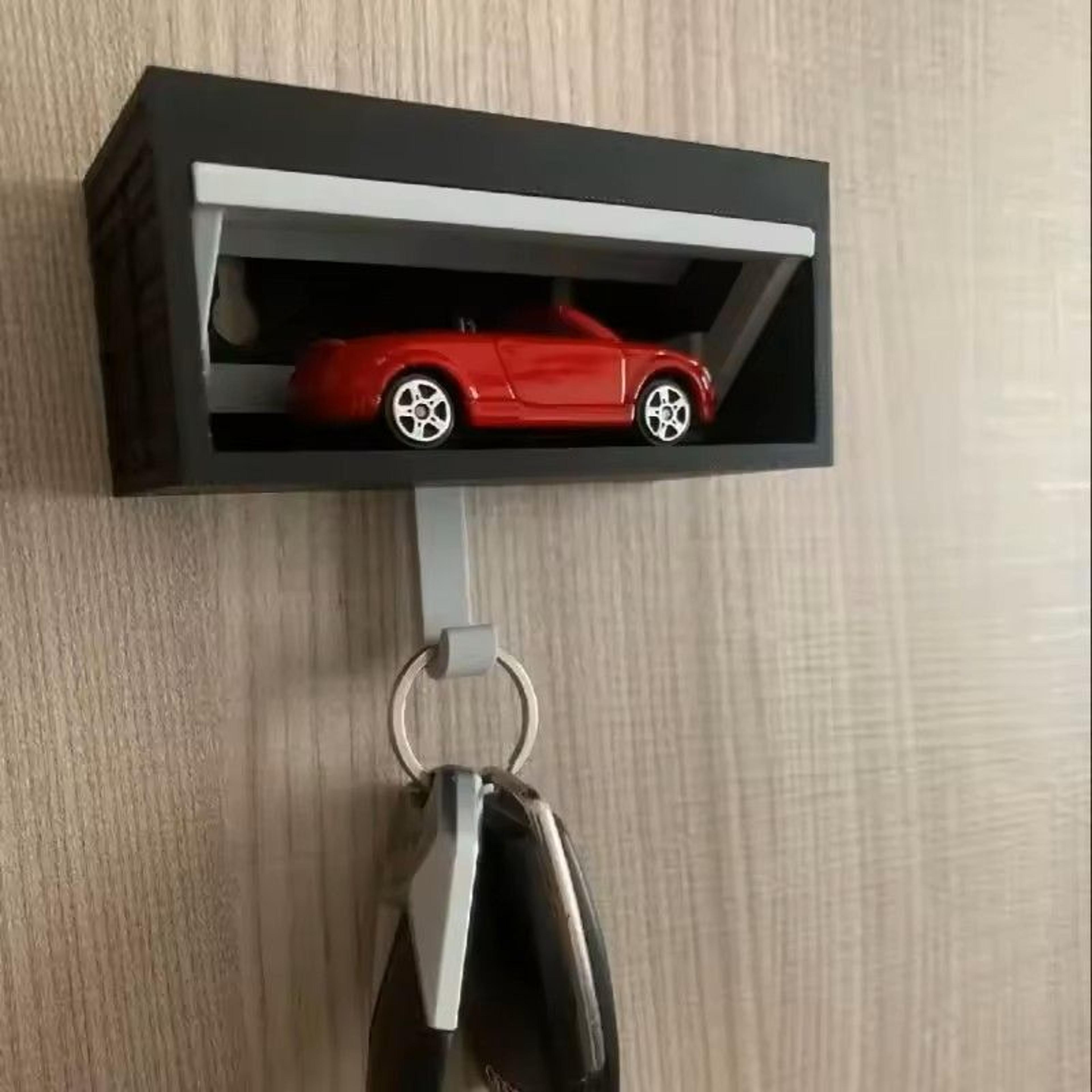 car garage key holder with opening door – space saving wall mounted key rack for home and garage