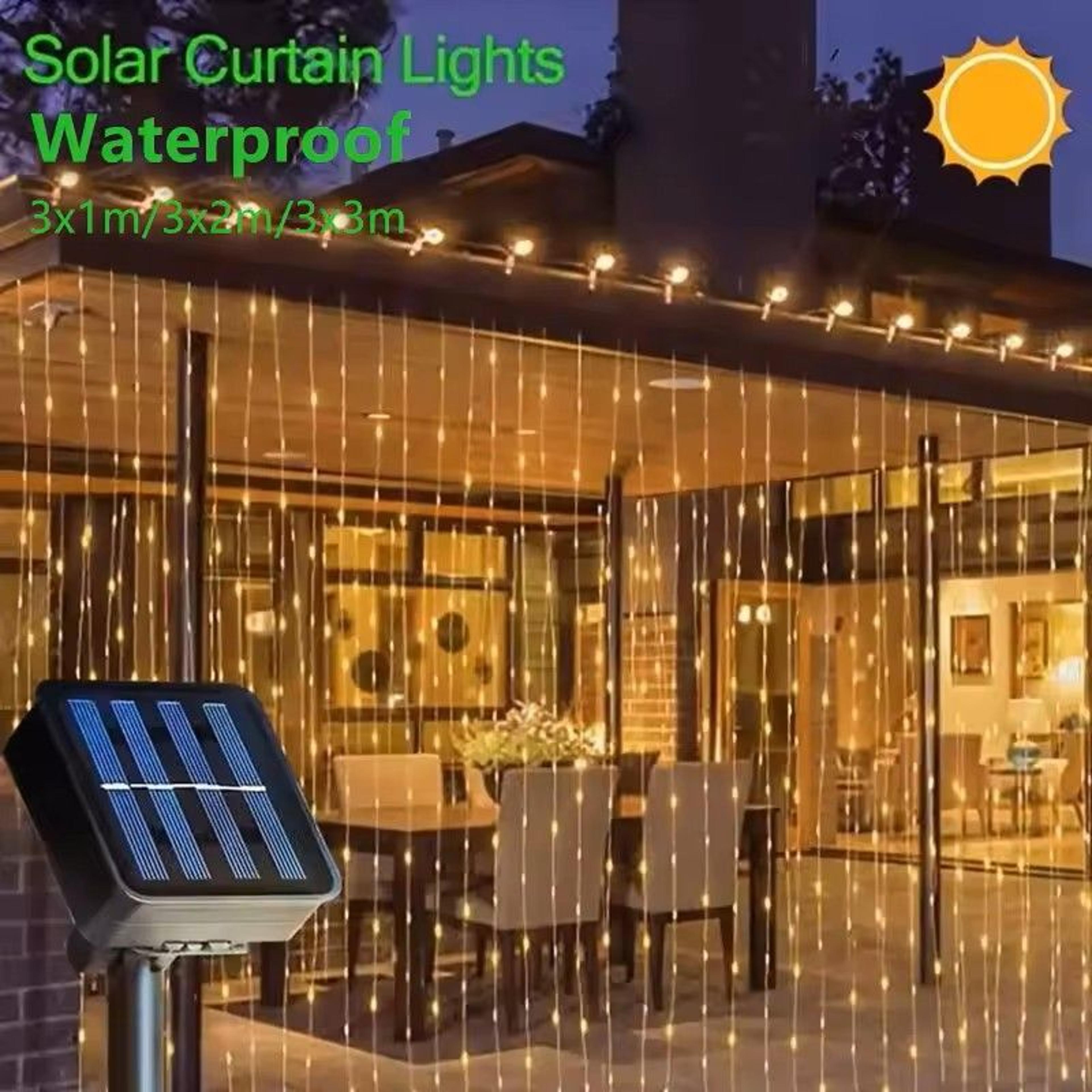 led solar curtain lights outdoor