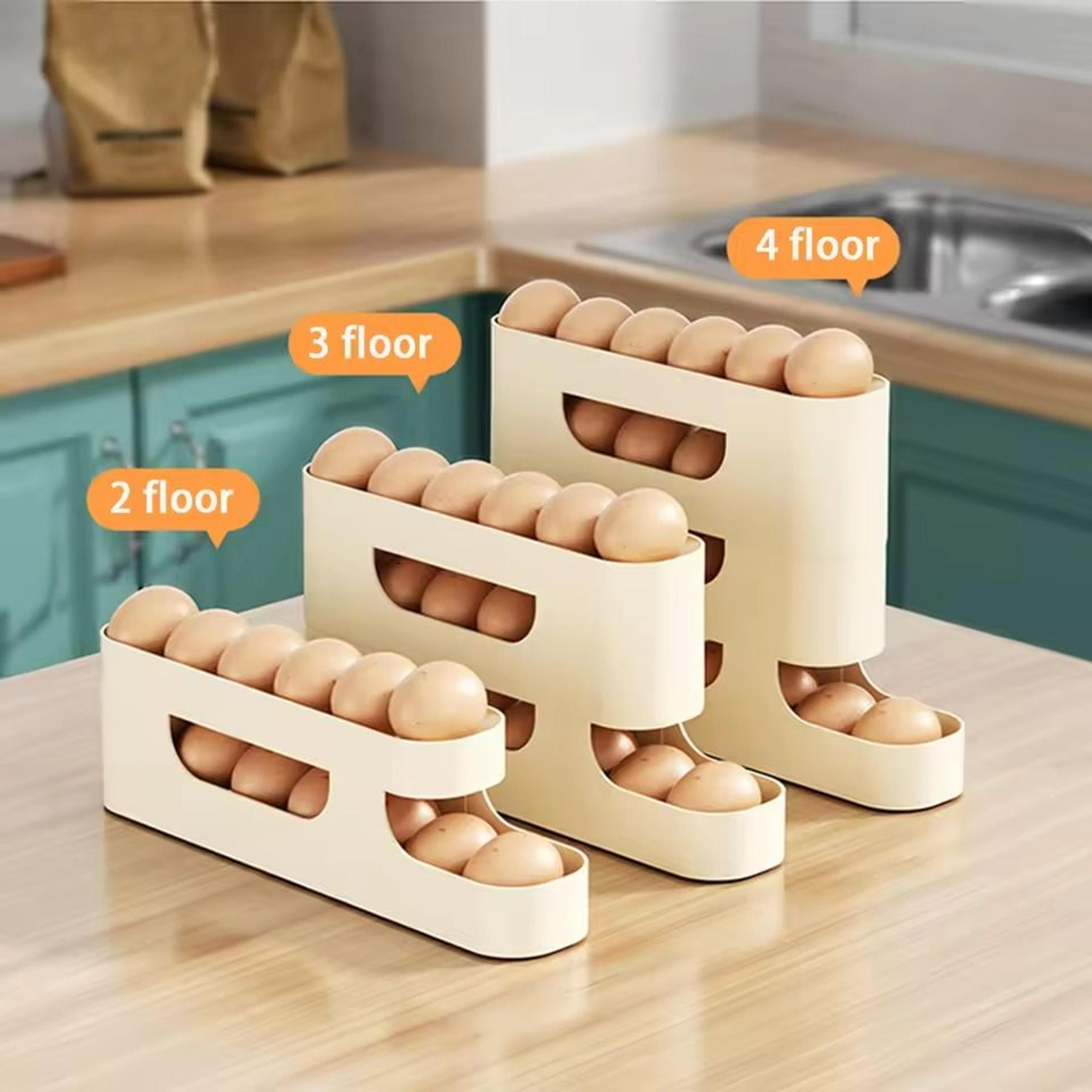 rolling egg storage holder – fresh-keeping fridge door organizer with slide dispenser