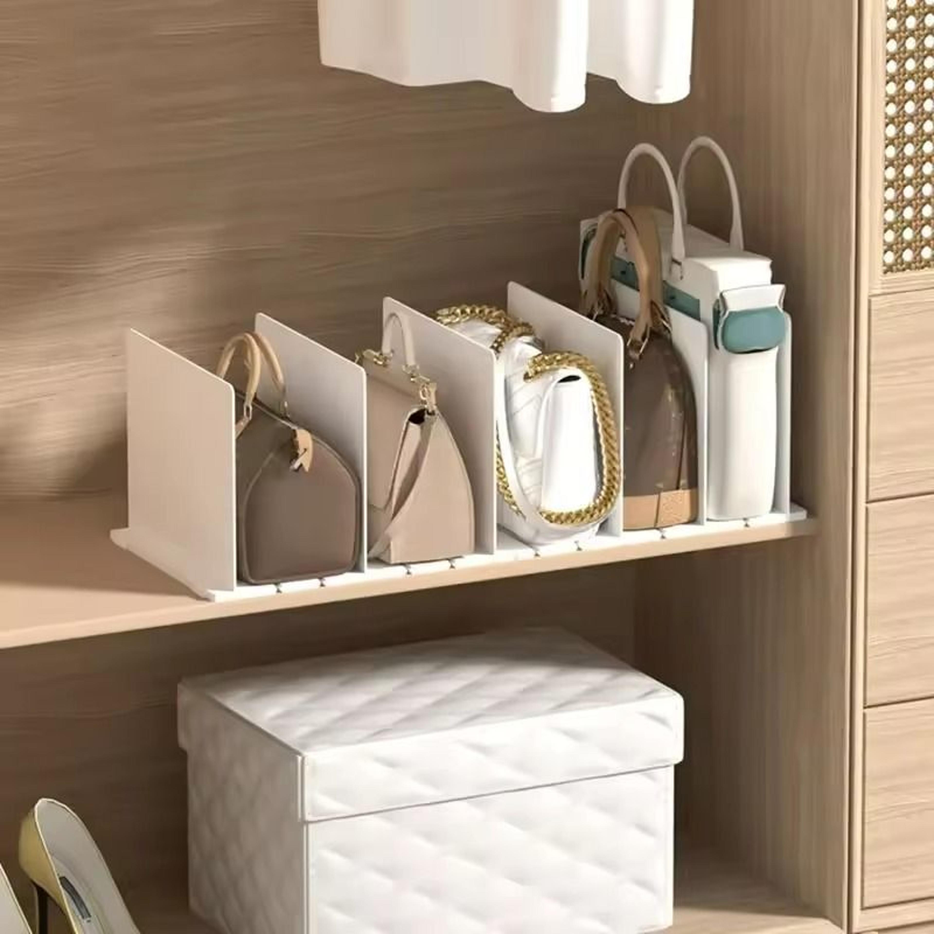 adjustable closet shelf dividers – purse & bookshelf organizers for bedroom & office