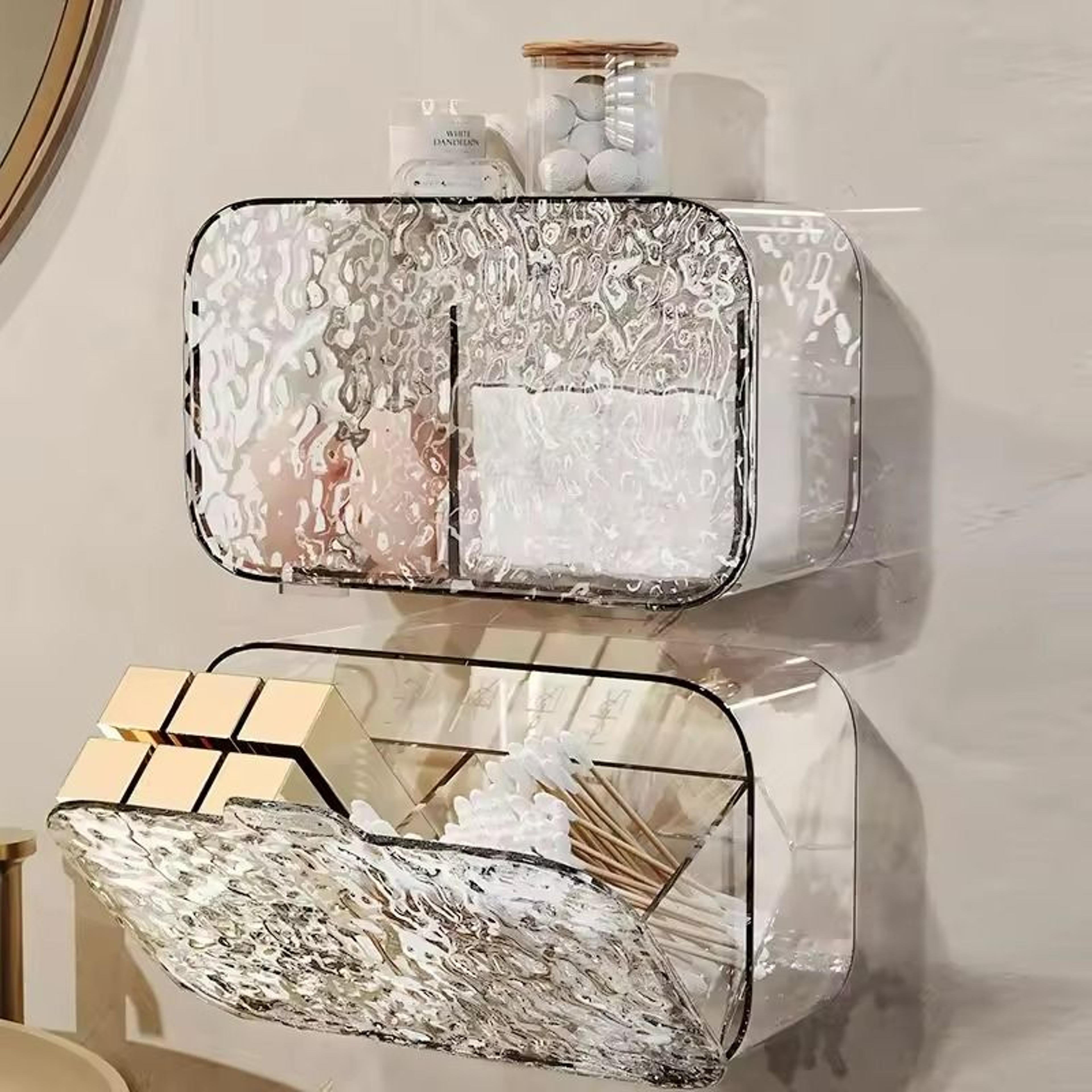 multifunctional glacier pattern makeup organizer for bathroom storage