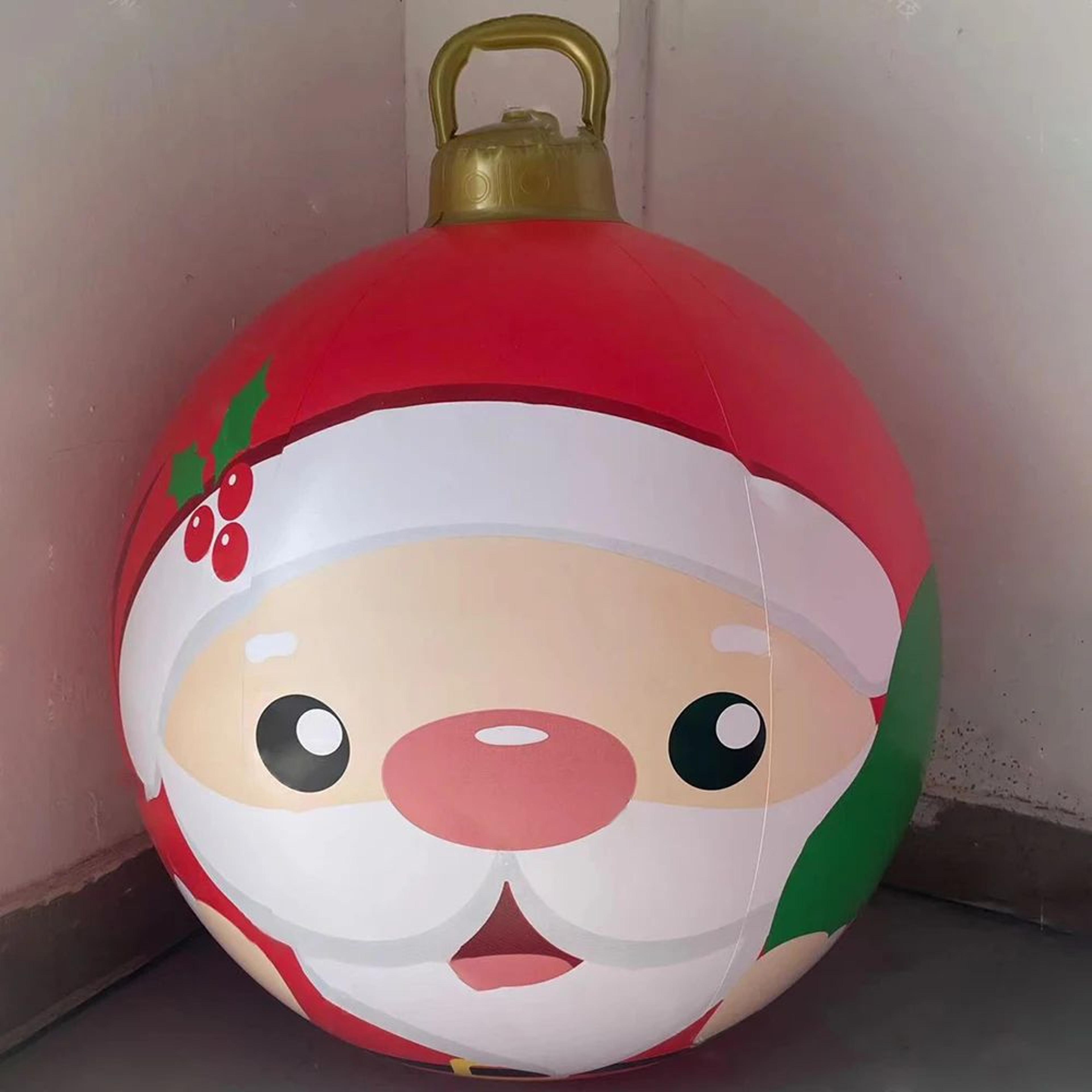 60cm inflatable christmas candy ball – pvc santa & tree ornament for outdoor holiday decor