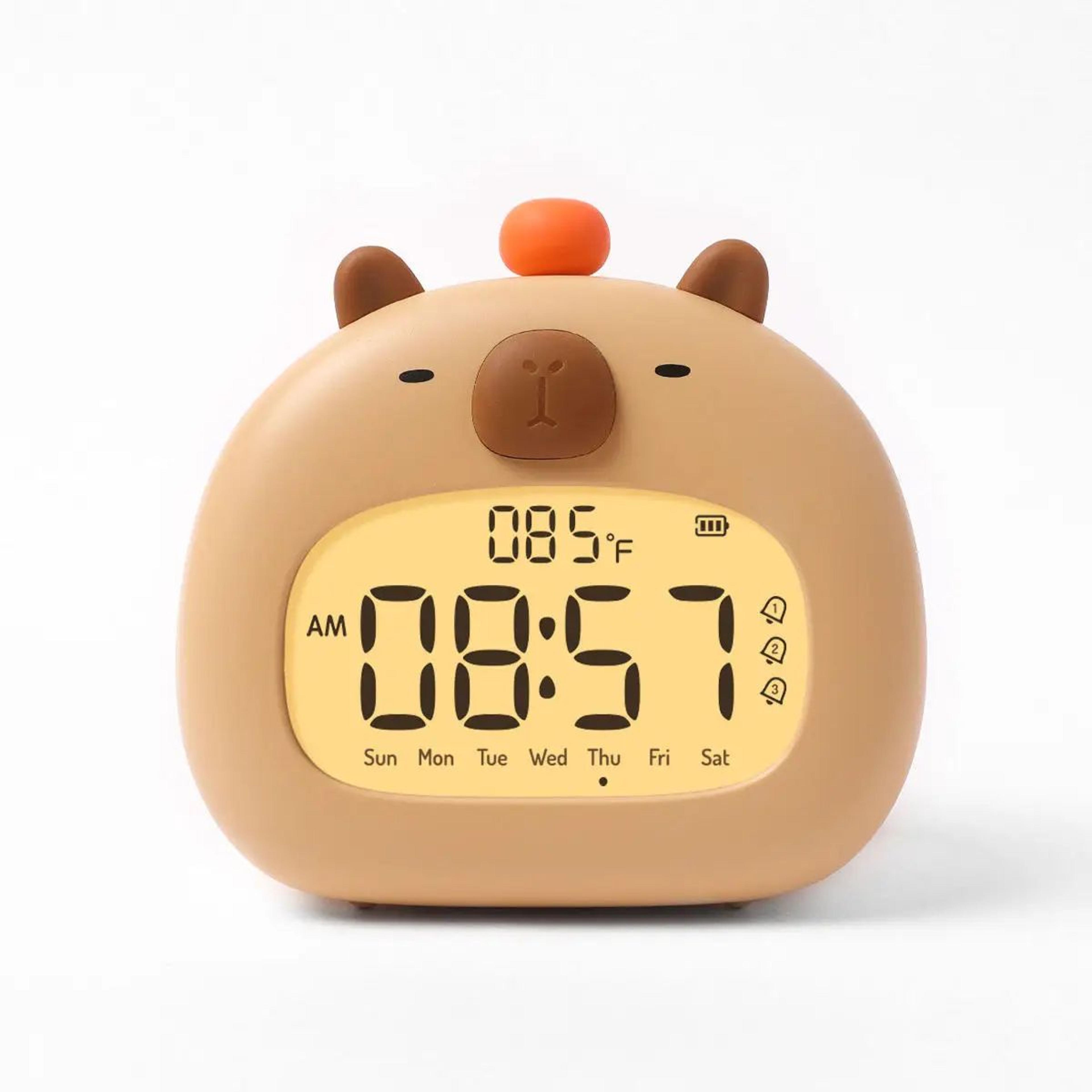 cute capybara alarm clock with night light & timer – kids bedroom multifunction clock