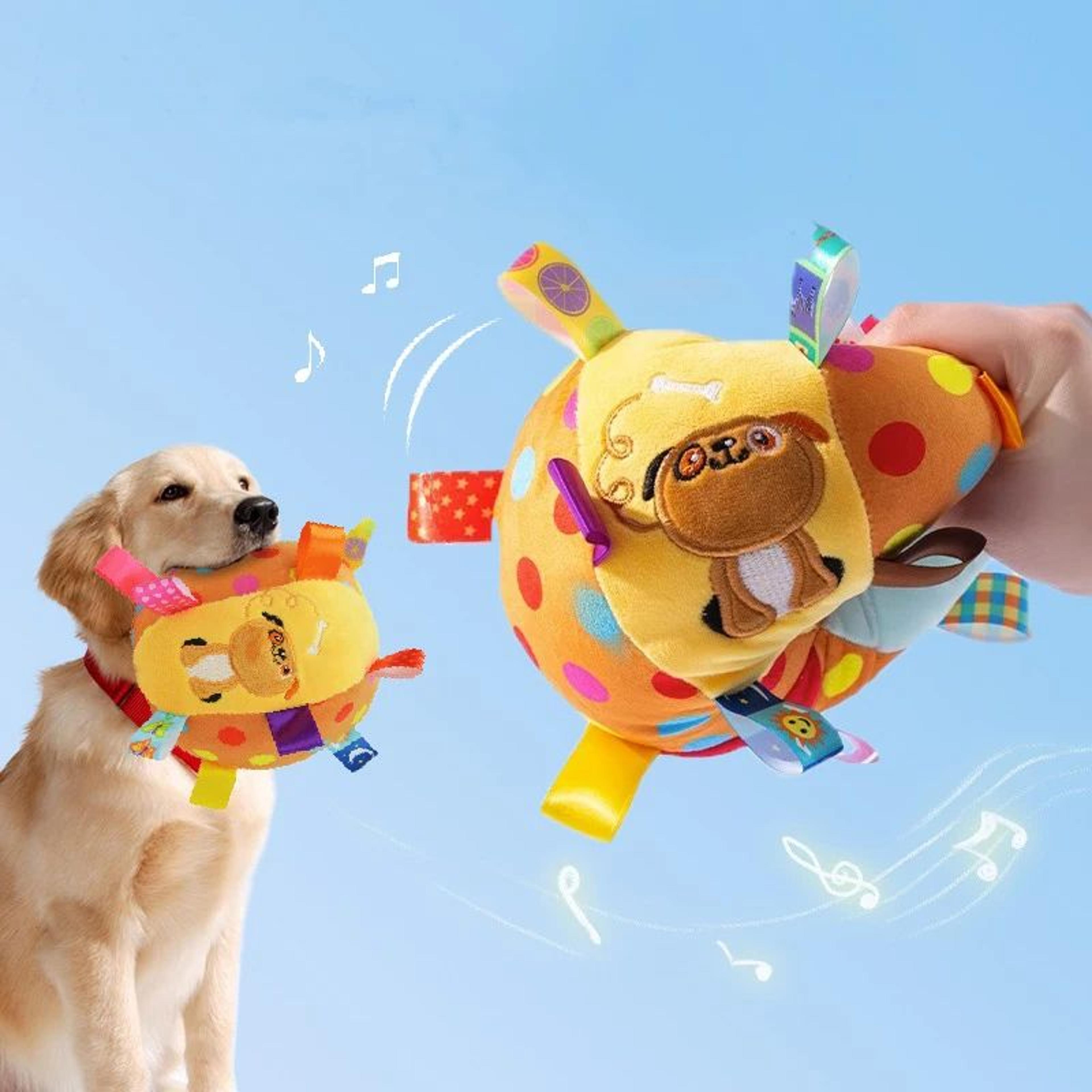 plush vocal toy ball for dogs – fun interactive chew & cleaning toy with bell