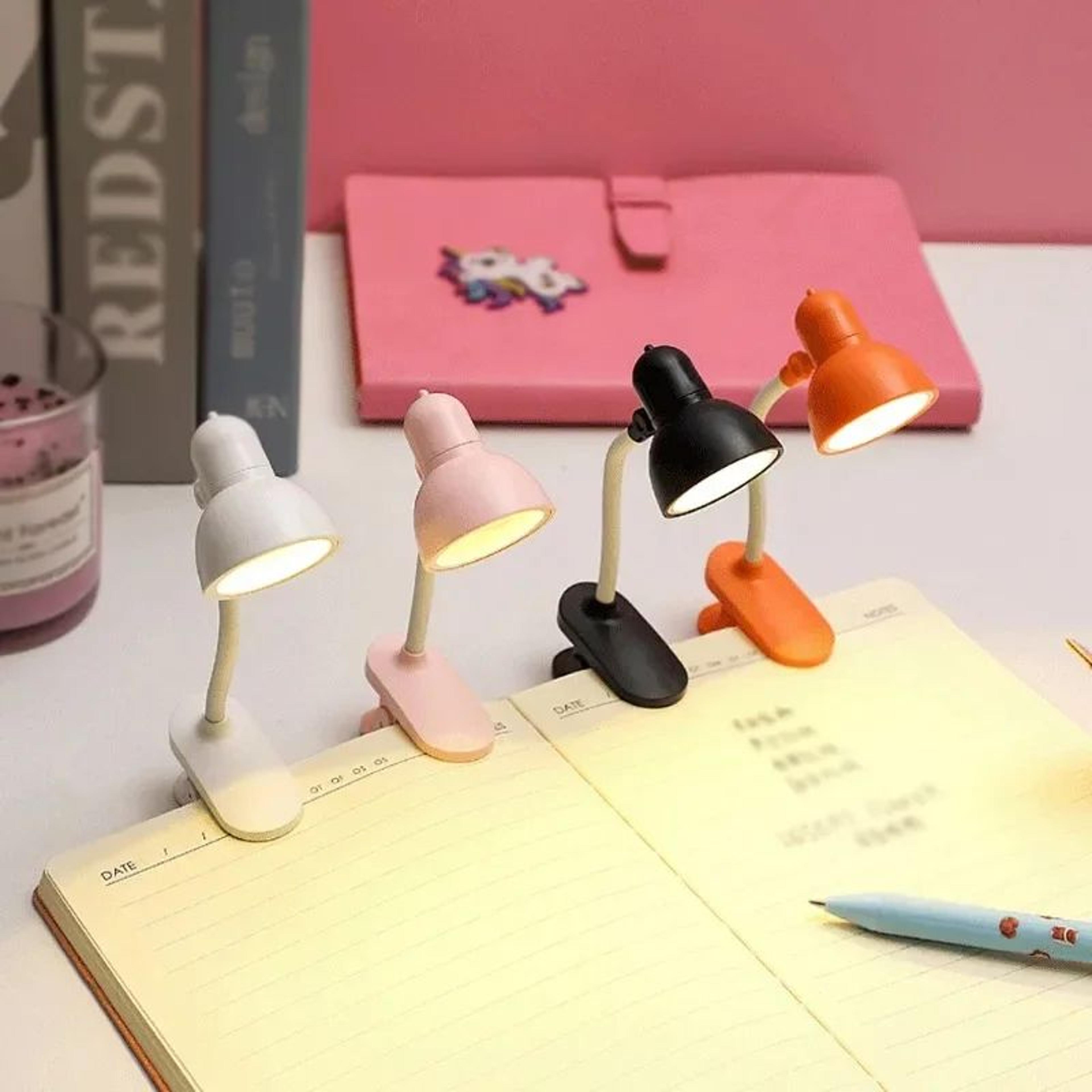 portable adjustable clip reading light battery powered mini table lamp yellow