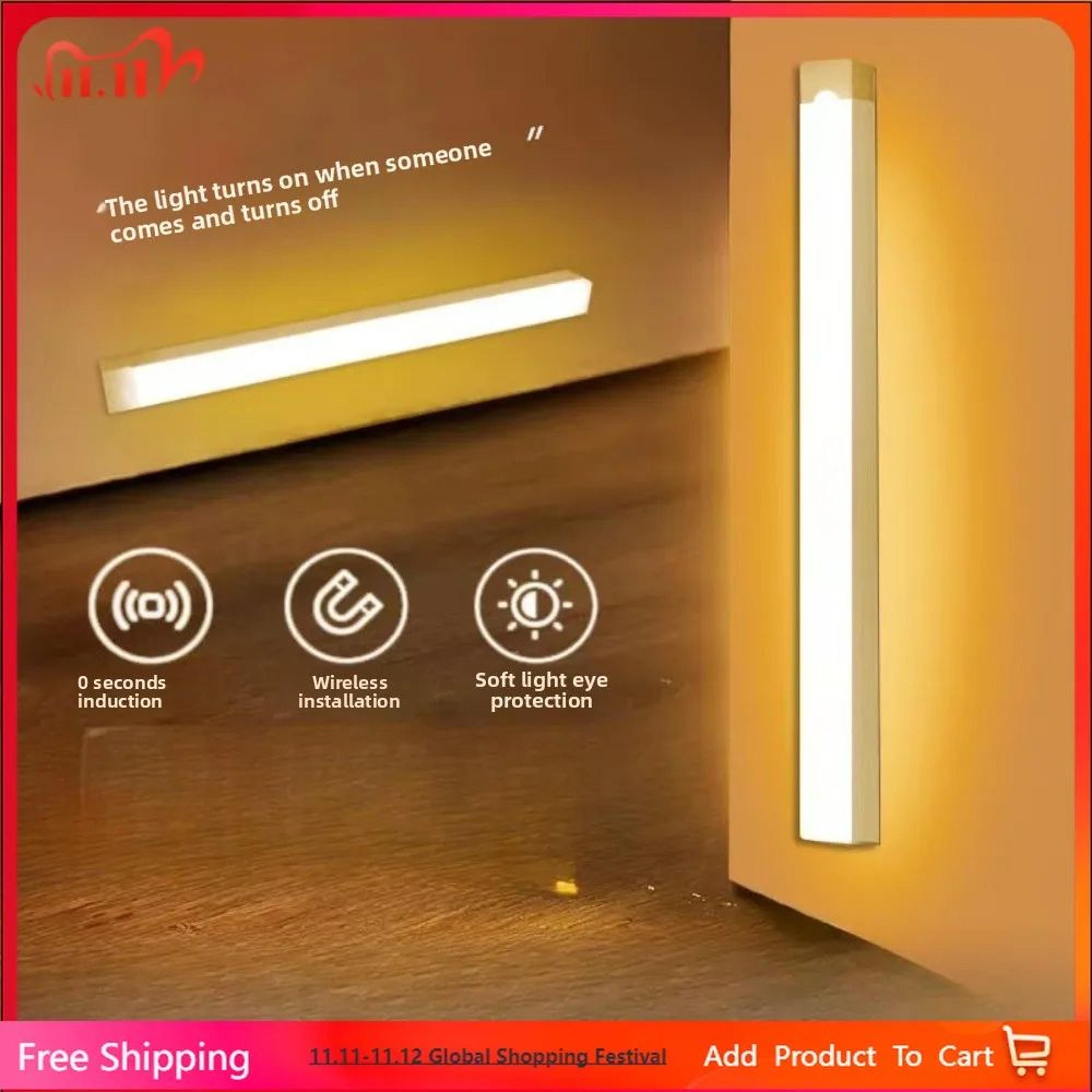 usb rechargeable magnetic motion sensor night light dimmable led cabinet lamp