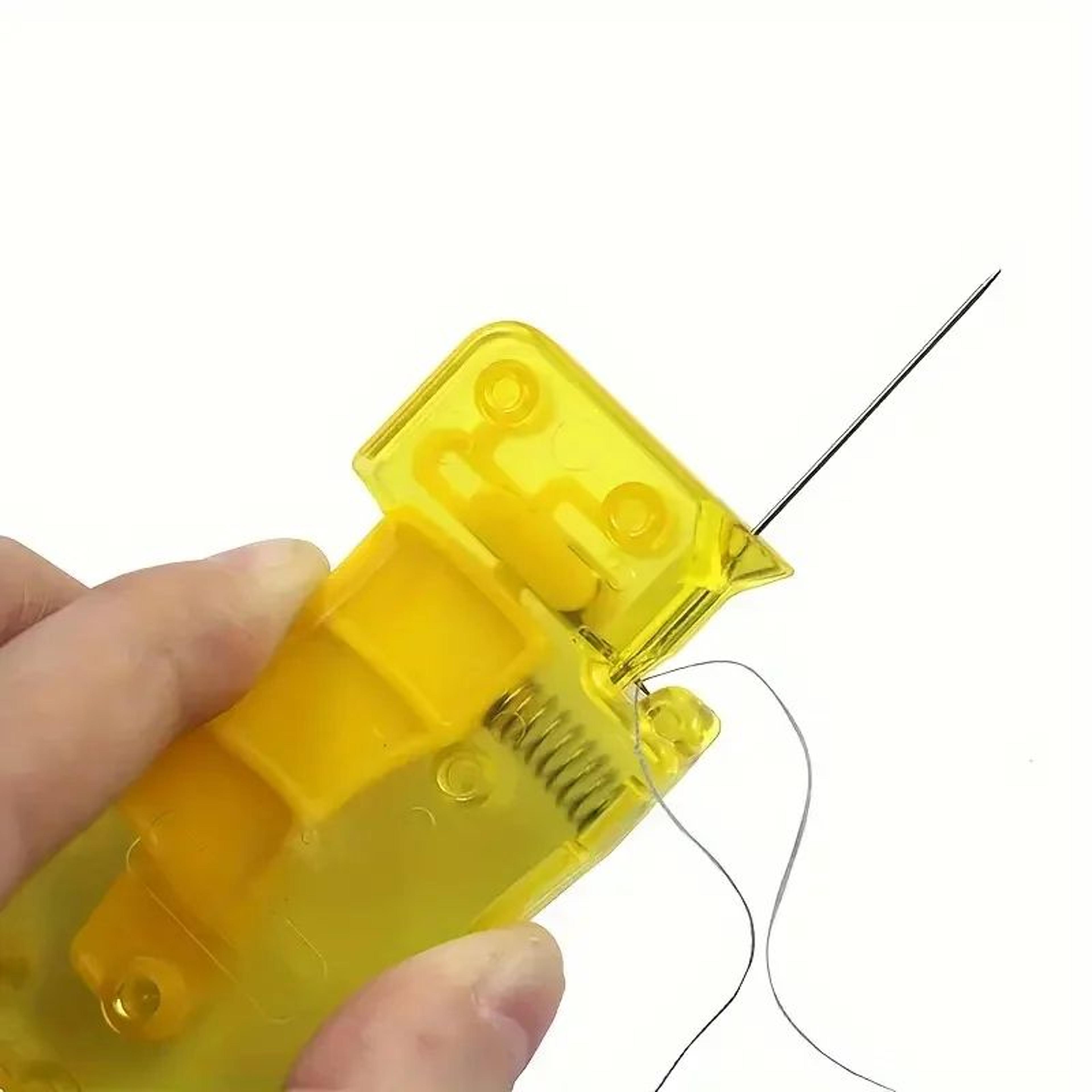 lemon yellow automatic needle threader – effortless sewing tool for hand and machine stitching