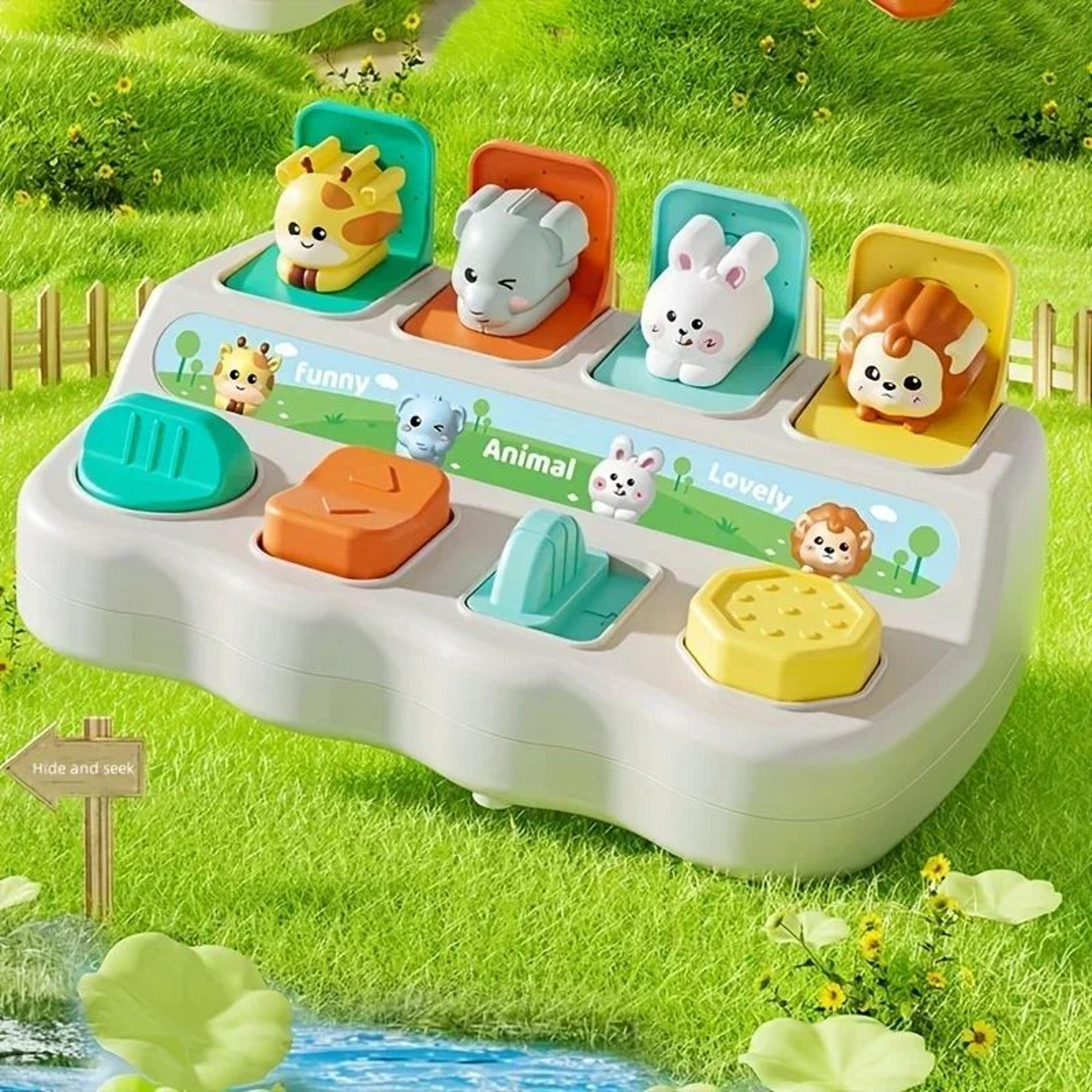 montessori pop-up animal toy – interactive learning box for toddlers to enhance logic and motor skills